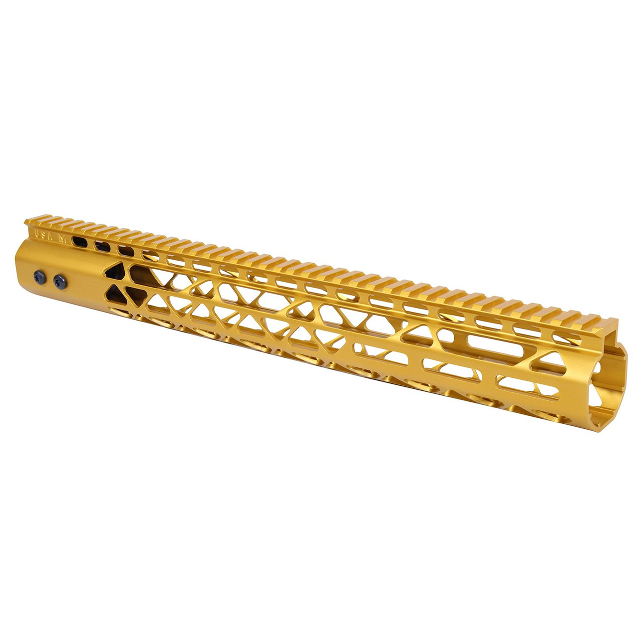 Guntec USA GT-15MLK-AL-308-GOLD 15" Air Lite Series M-LOK System Free Floating Handguard With Monolithic Top Rail (.308 Cal) (Anodized Gold)