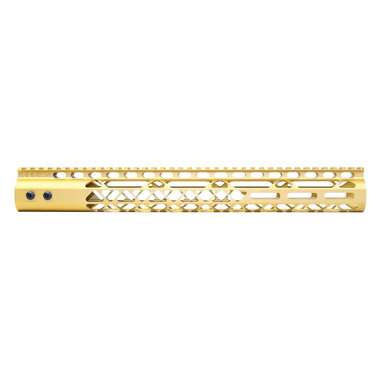 Guntec USA GT-15MLK-AL-GOLD 15" Air Lite Series M-LOK Free Floating Handguard With Monolithic Top Rail (Anodized Gold)