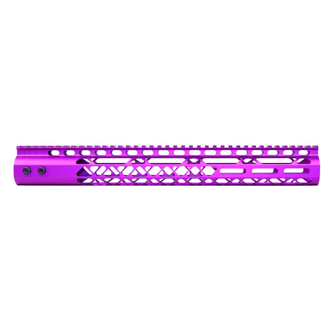  Guntec USA GT-15MLK-AL-PURPLE 15" Air Lite Series M-LOK Free Floating Handguard With Monolithic Top Rail (Anodized Purple) 