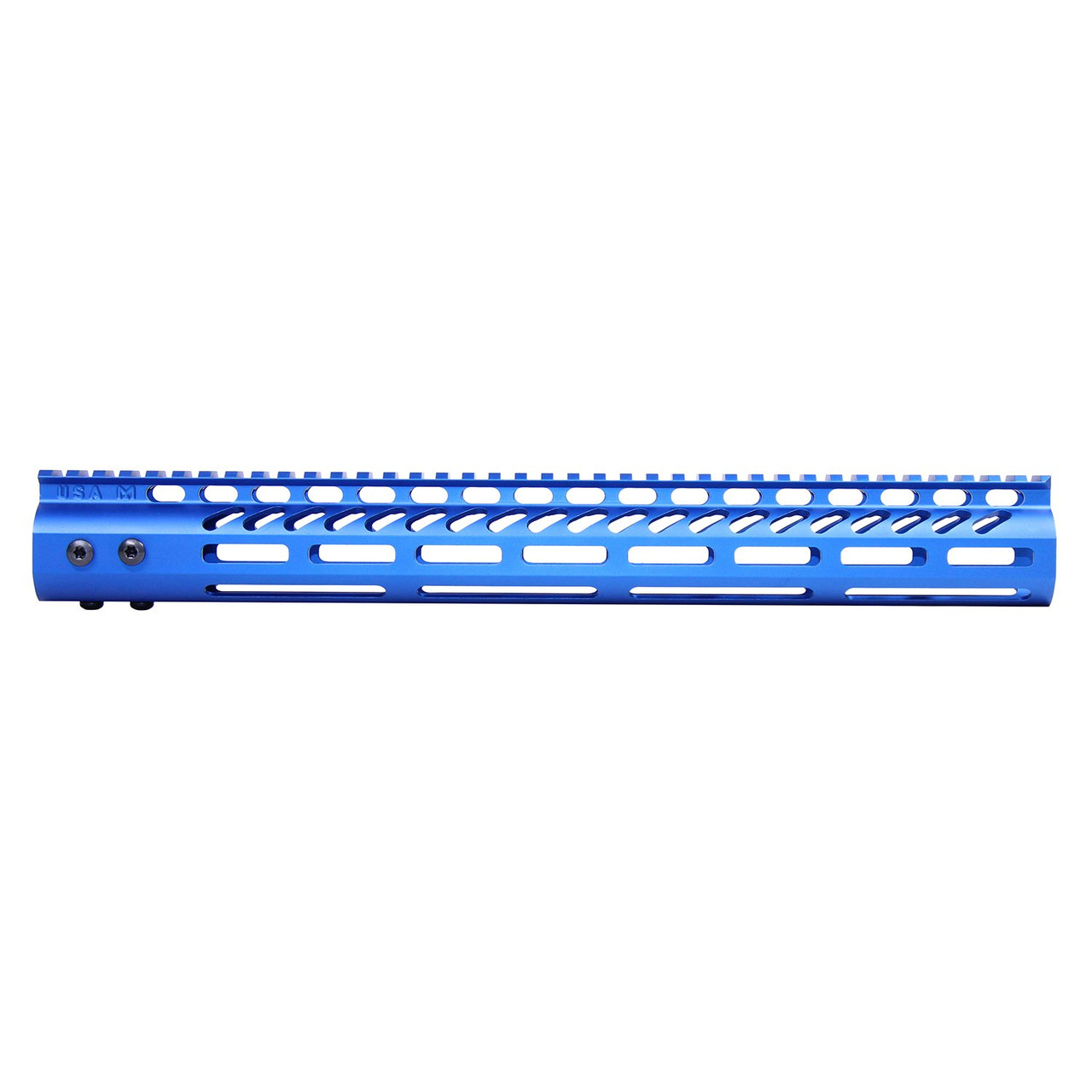 Guntec USA GT-15MLK-BLUE 15" Ultra Lightweight Thin M-LOK System Free Floating Handguard With Monolithic Top Rail (Anodized Blue)