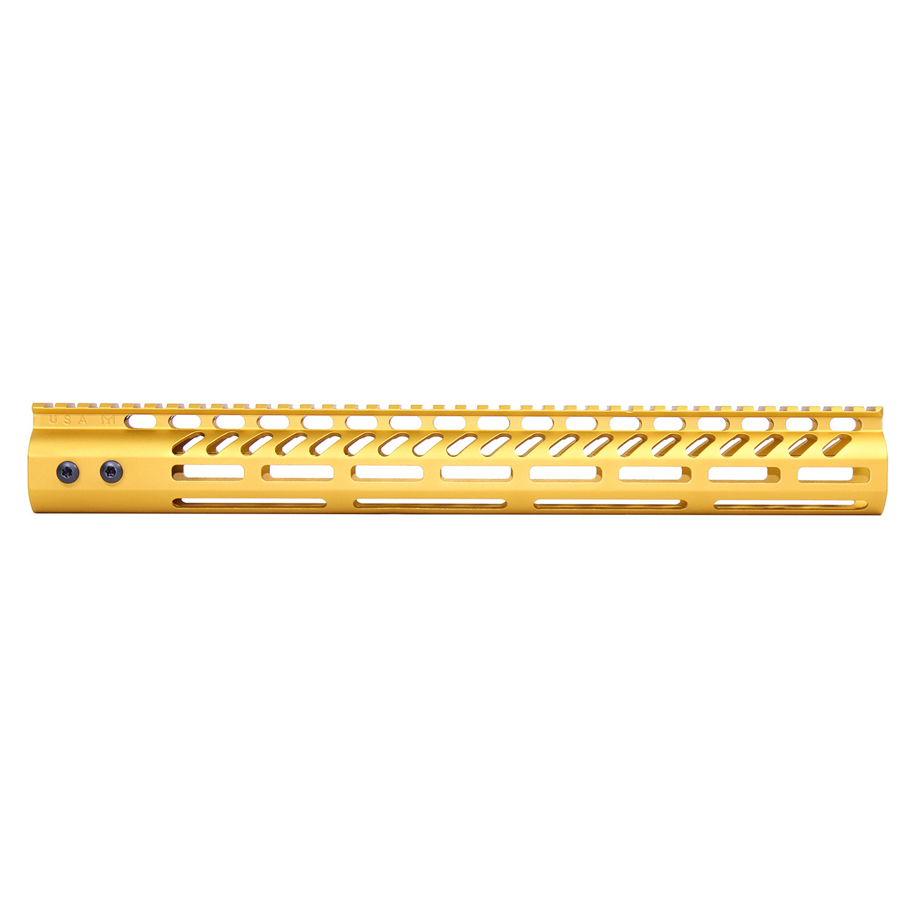 Guntec USA GT-15MLK-GOLD 15" Ultra Lightweight Thin M-LOK System Free Floating Handguard With Monolithic Top Rail (Anodized Gold)