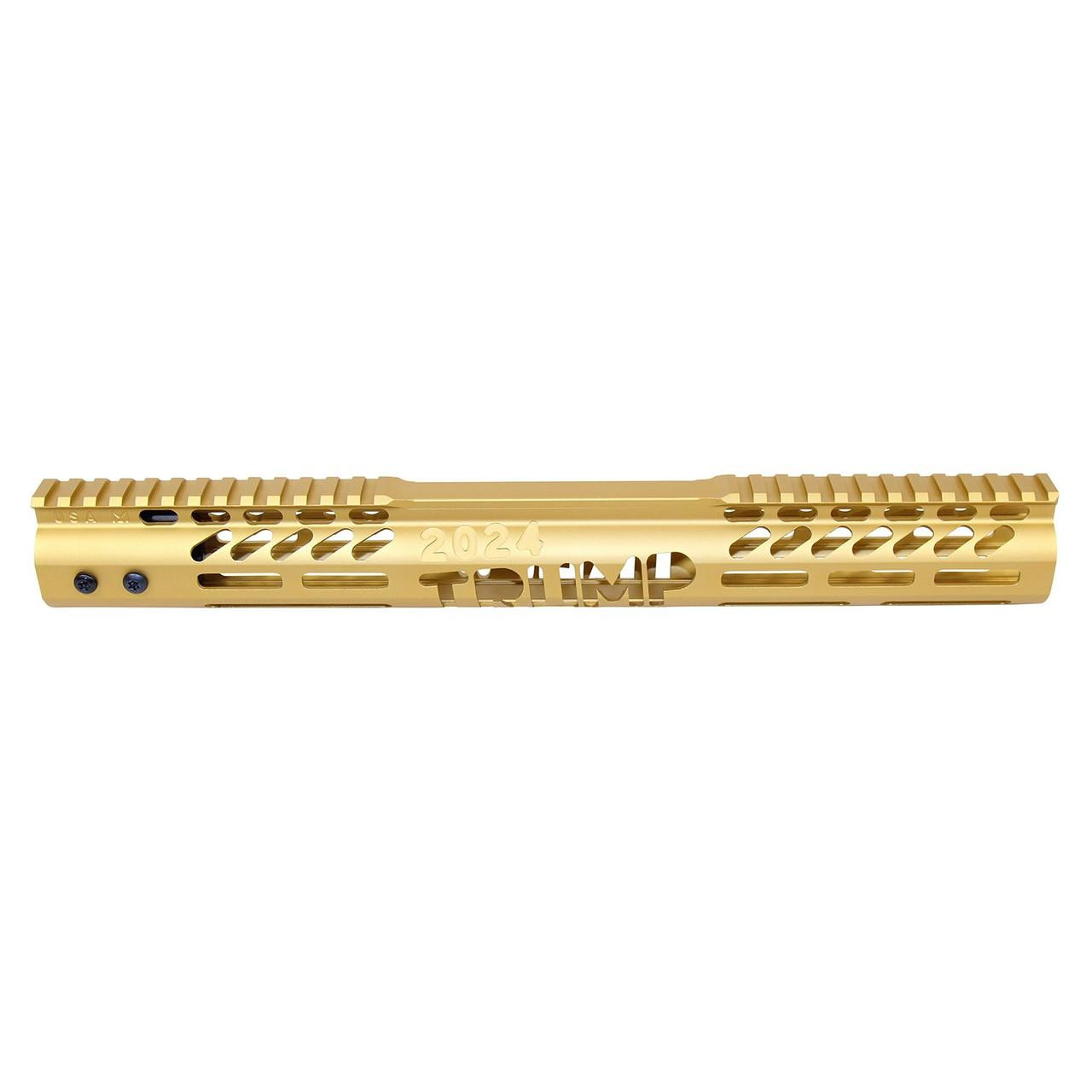  Guntec USA GT-15MLK-TRUMP-GOLD 15" "Trump Series" Limited Edition M-LOK System Free Floating Handguard With Monolithic Top Rail (Anodized Gold) 