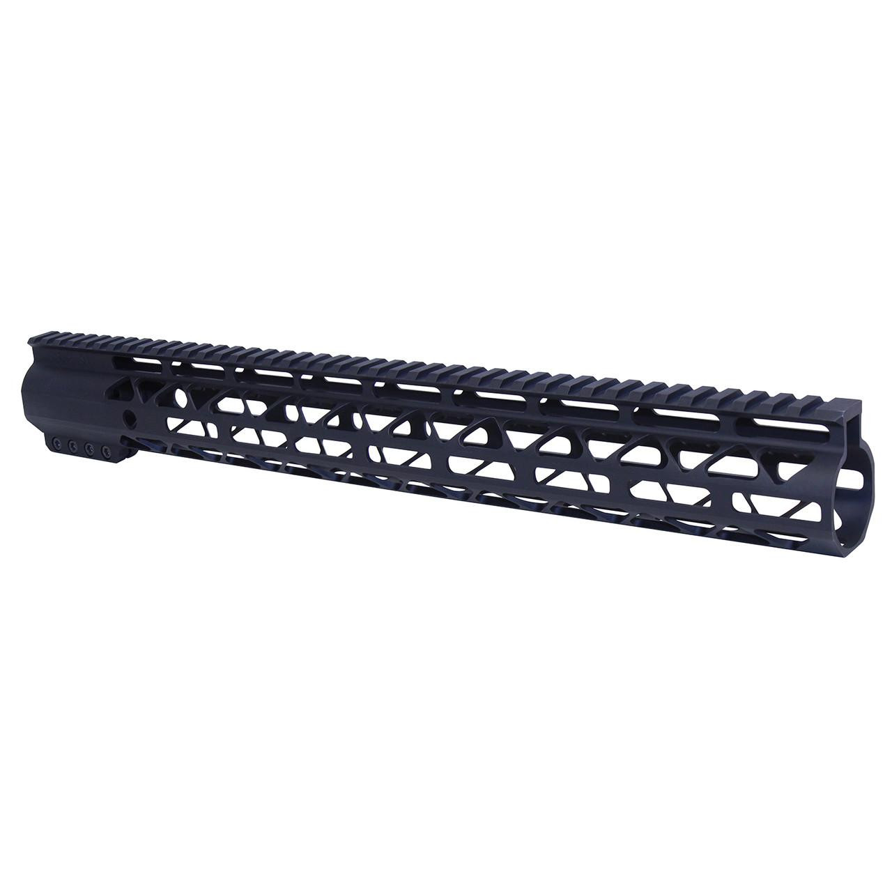 Guntec USA GT-16.5ALC 16.5" AIR-LOK Series M-LOK Compression Free Floating Handguard with Monolithic Top Rail, Anodized Black, showing a lightweight, modular rifle handguard with a sleek black finish and M-LOK slots for accessory attachment.