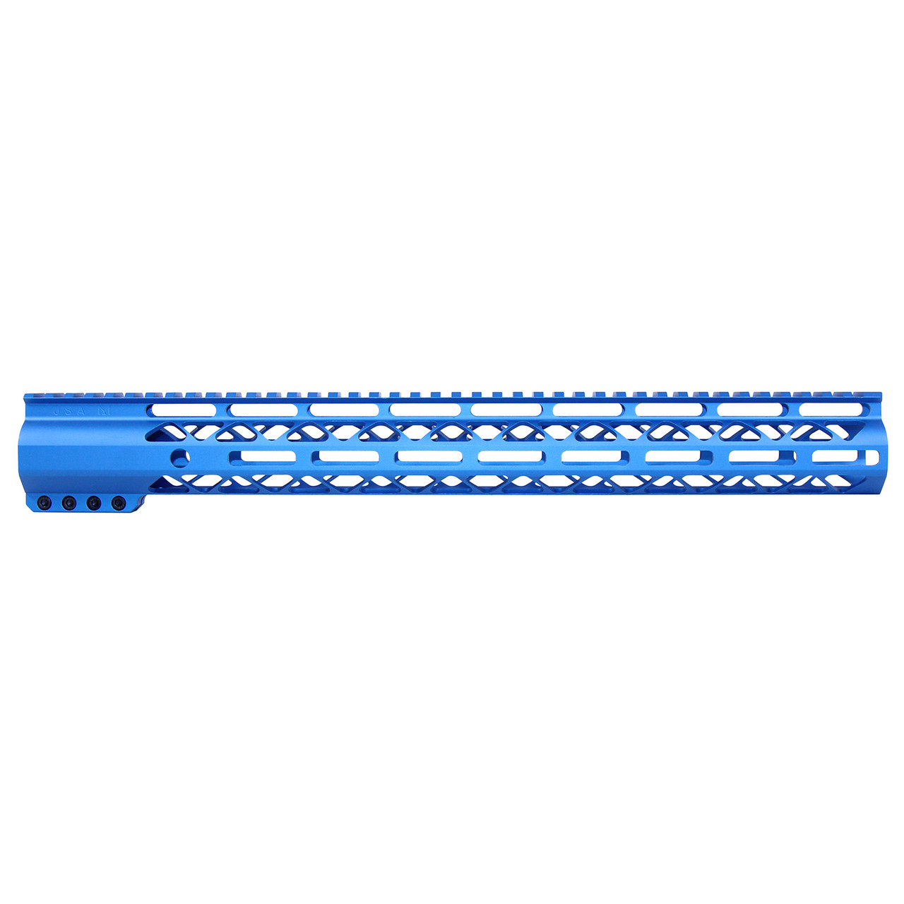 Guntec USA GT-16.5ALC-BLUE 16.5" AIR-LOK Series M-LOK Compression Free Floating Handguard With Monolithic Top Rail (Anodized Blue)