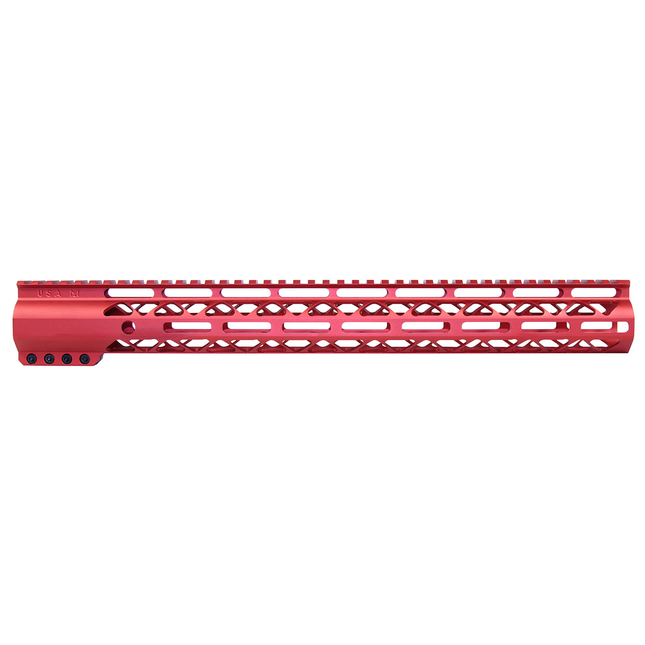 Guntec USA GT-16.5ALC-RED 16.5" AIR-LOK Series M-LOK Compression Free Floating Handguard With Monolithic Top Rail (Anodized Red)
