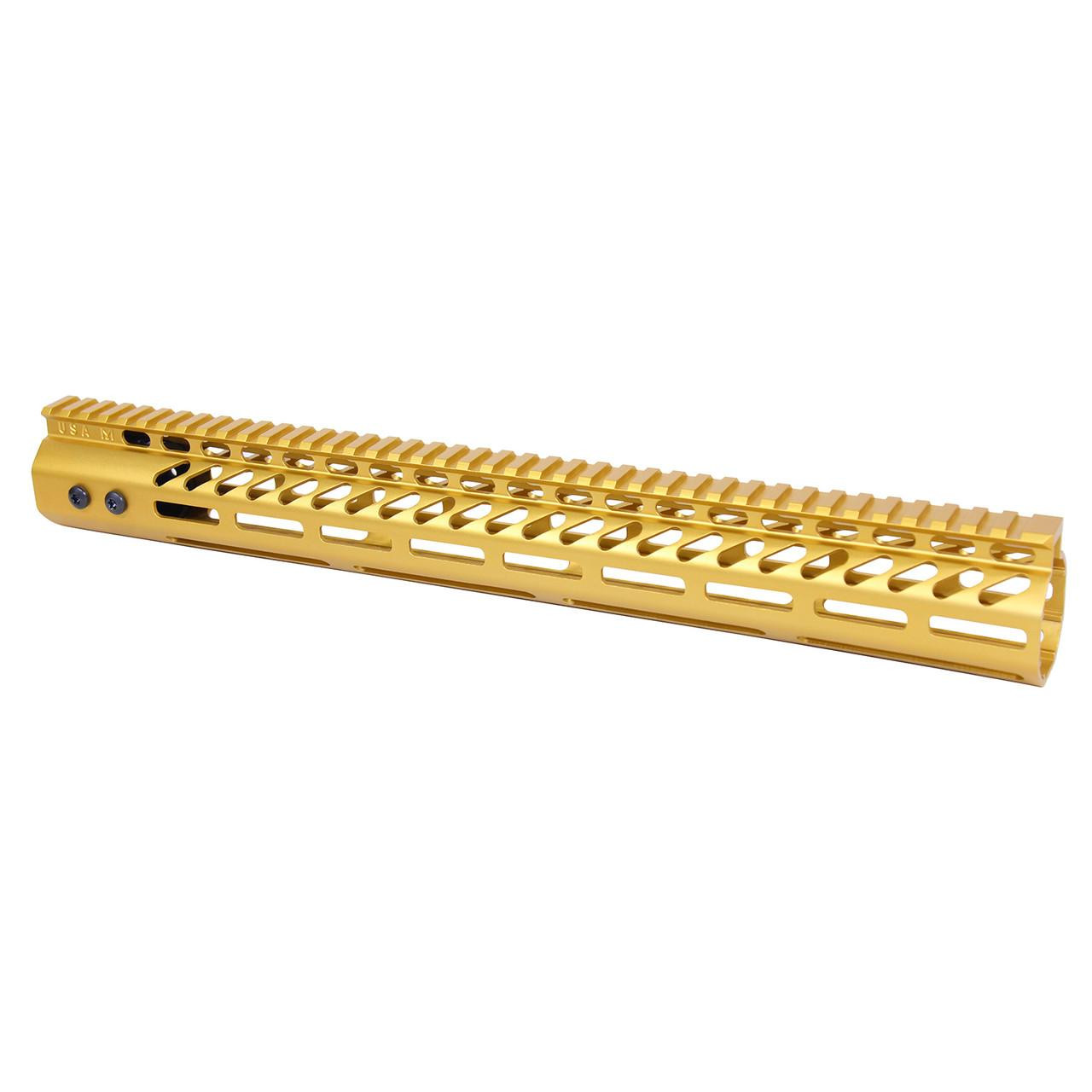 Guntec USA GT-16.5MLK-308-GOLD Guntec USA GT-16.5MLK-308-GOLD 16.5" Ultra Lightweight Thin M-LOK Free Floating Handguard With Monolithic Top Rail (.308 Cal) (Anodized Gold) GT-16.5MLK-308-GOLD