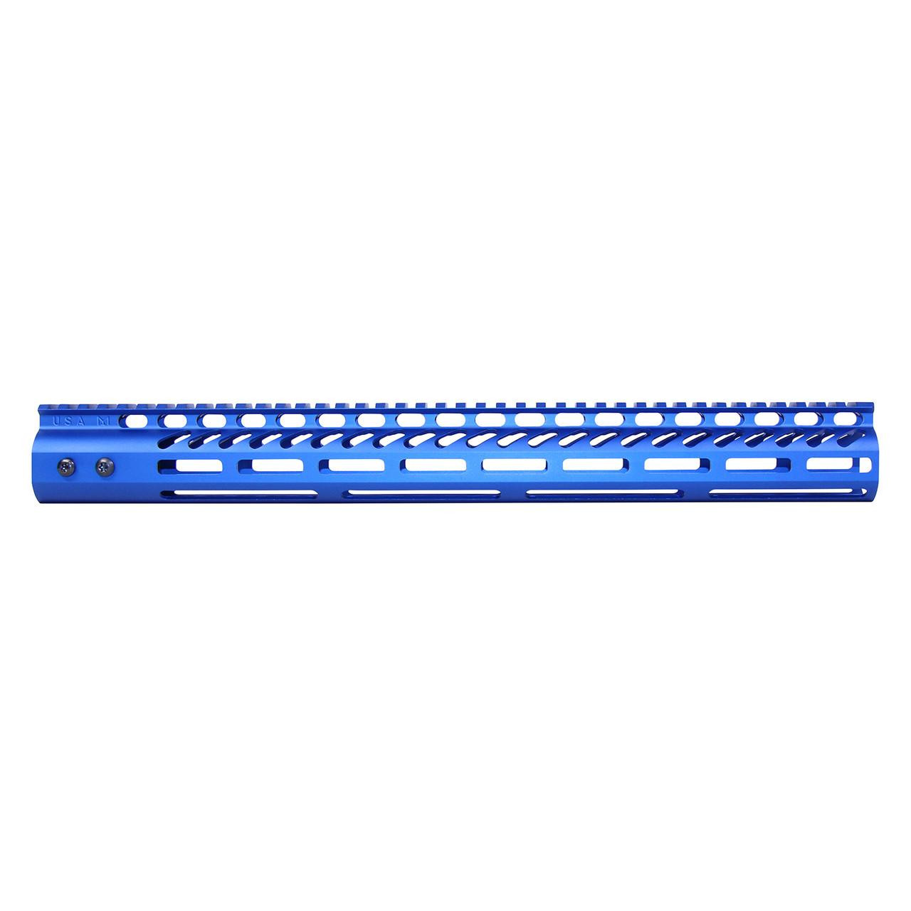  Guntec USA GT-16.5MLK-BLUE 16.5" Ultra Lightweight Thin M-LOK System Free Floating Handguard With Monolithic Top Rail (Anodized Blue) 