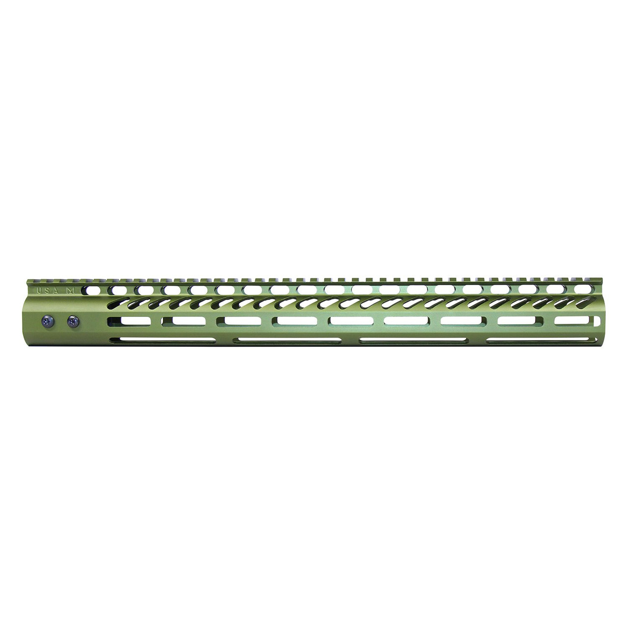 Guntec USA GT-16.5MLK-GREEN 16.5" Ultra Lightweight Thin M-LOK System Free Floating Handguard With Monolithic Top Rail (Anodized Green)
