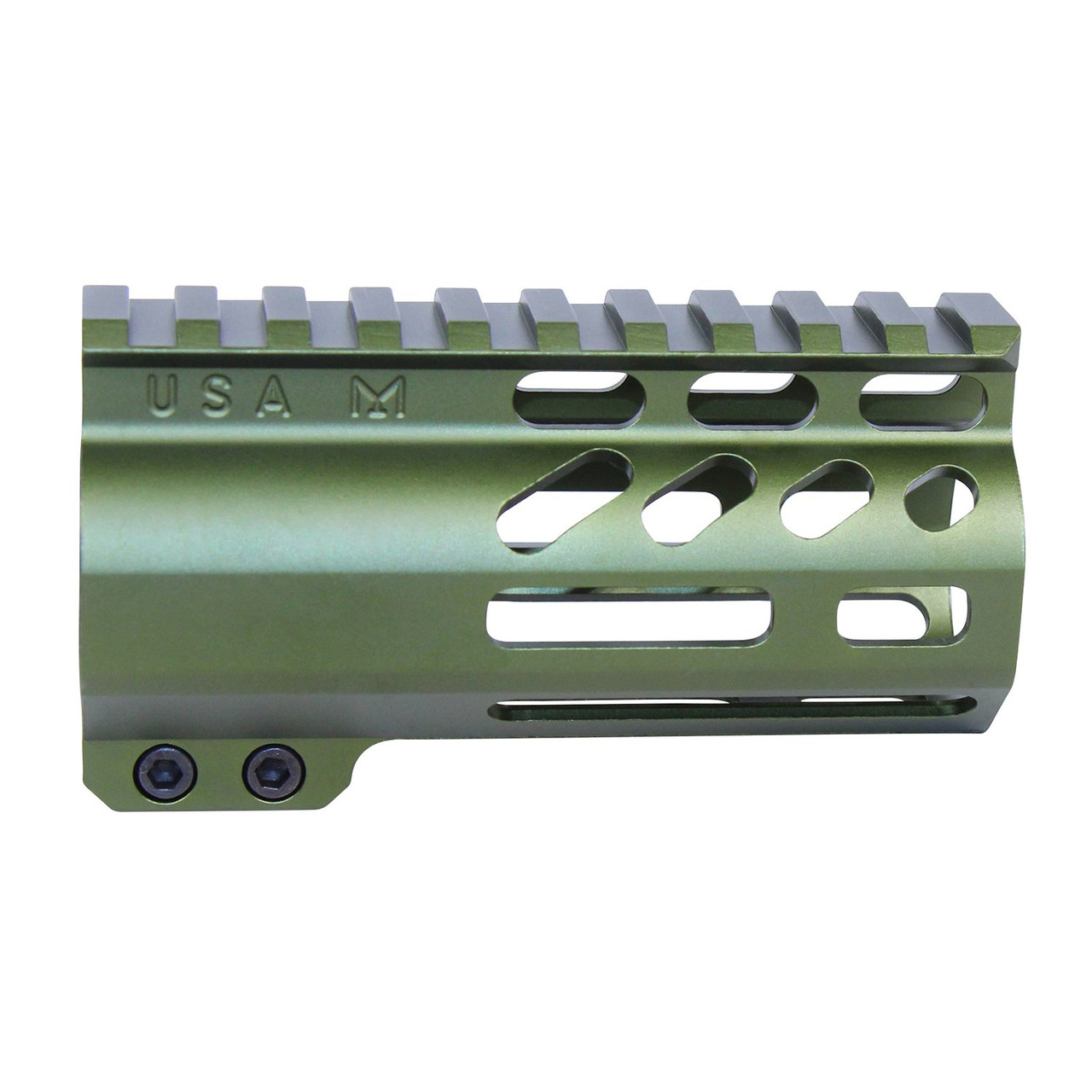 Guntec USA GT-4ALC-GREEN 4" AIR-LOK Series M-LOK Compression Free Floating Handguard With Monolithic Top Rail (Anodized Green)