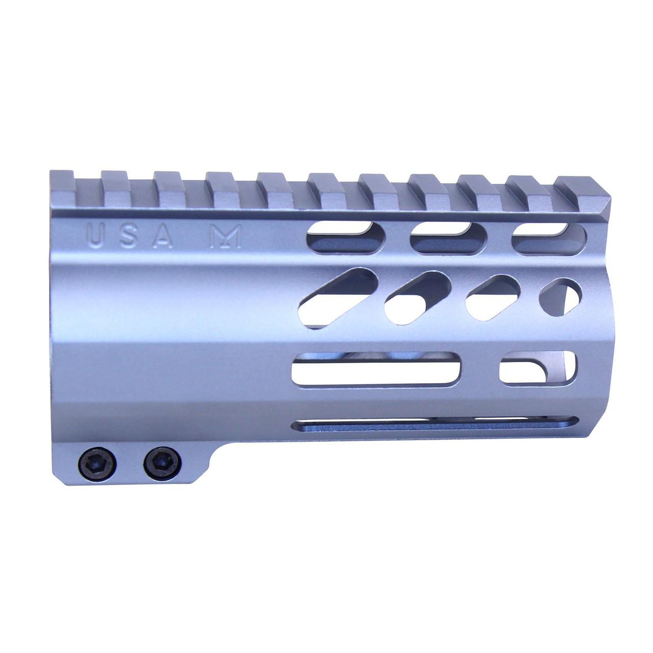 Guntec USA GT-4ALC-GREY 4" AIR-LOK Series M-LOK Compression Free Floating Handguard With Monolithic Top Rail (Anodized Grey)