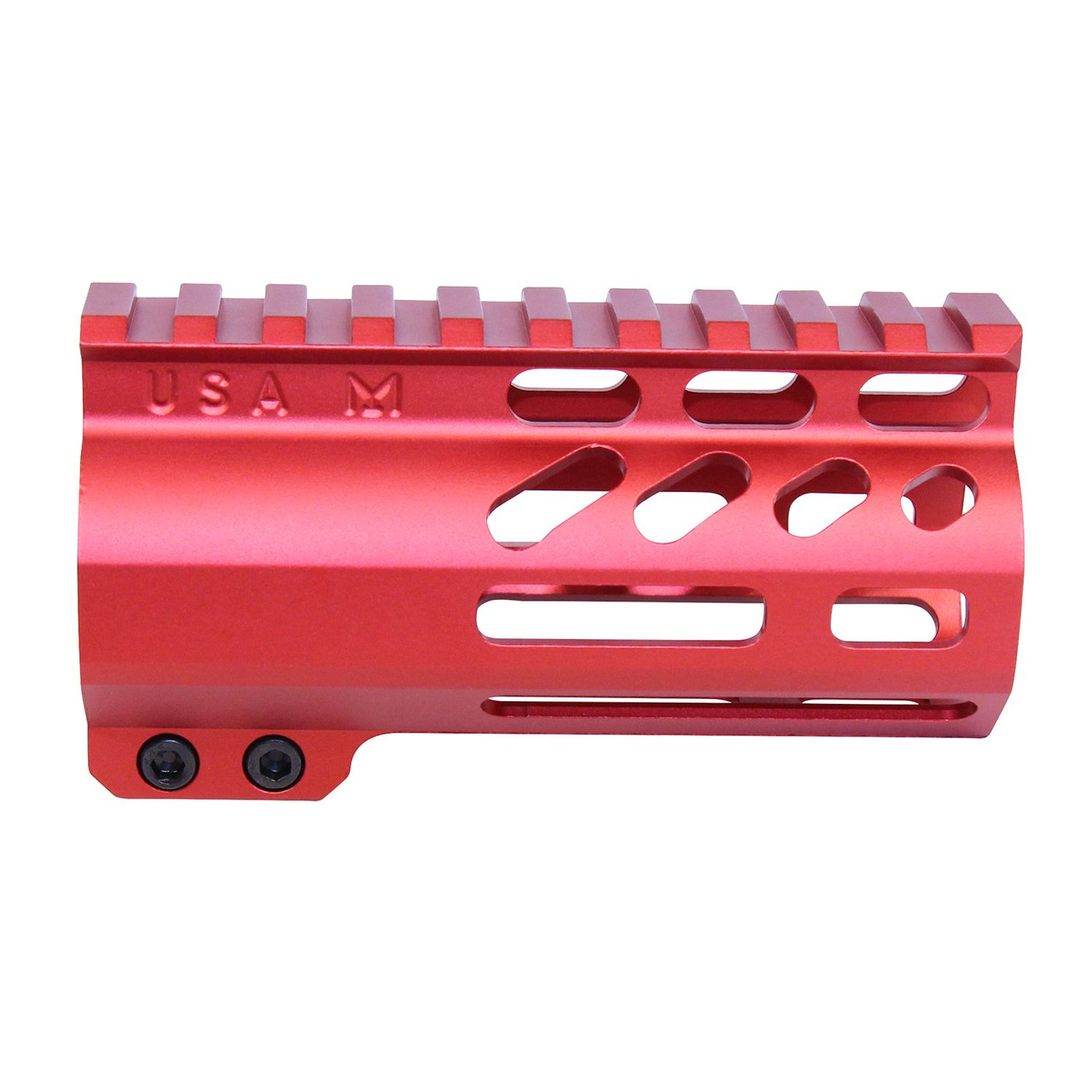 Guntec USA GT-4ALC-RED 4" AIR-LOK Series M-LOK Compression Free Floating Handguard With Monolithic Top Rail (Anodized Red)