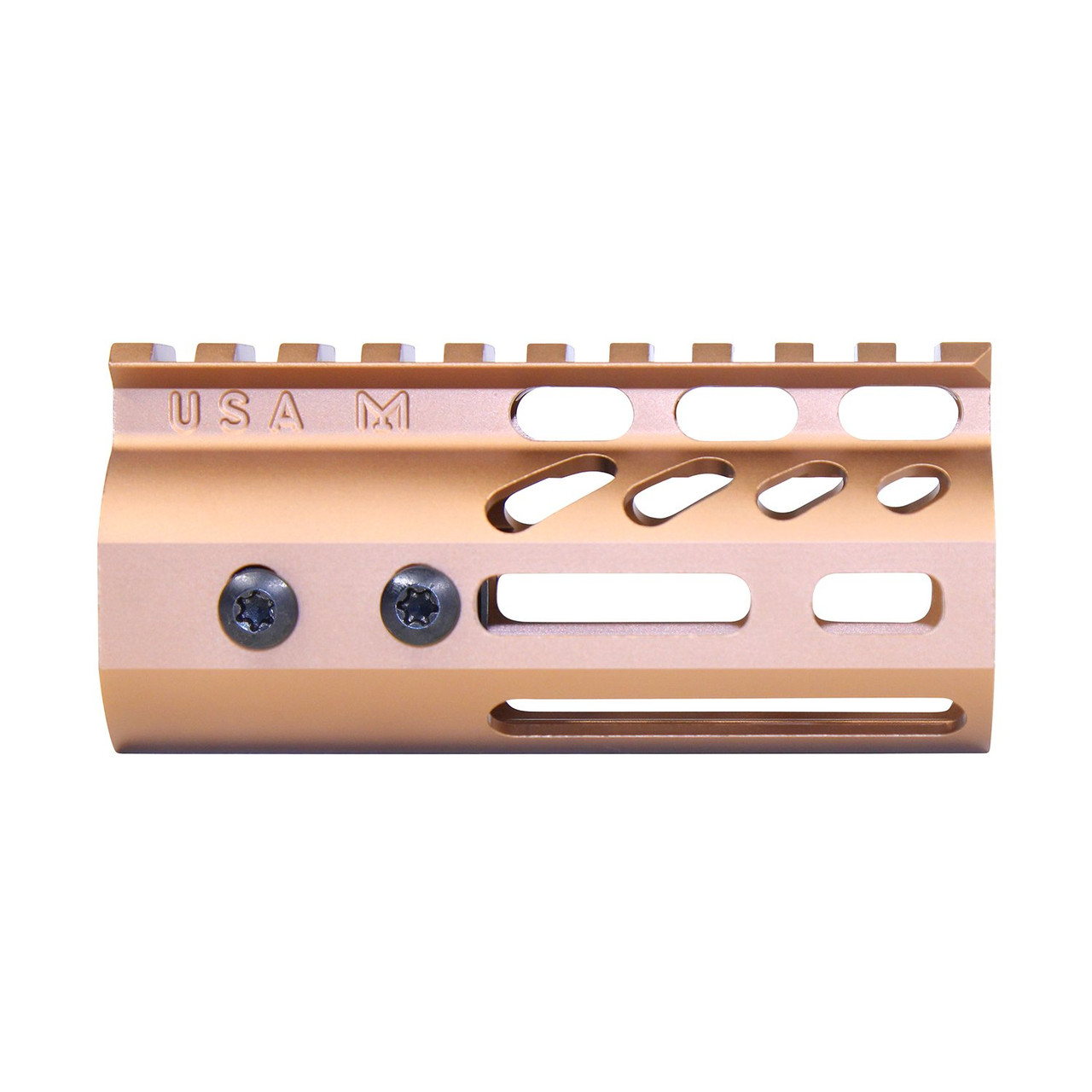 Guntec USA GT-4MLK-BRZ 4" Ultra Lightweight Thin M-LOK Free Floating Handguard With Monolithic Top Rail (Anodized Bronze)