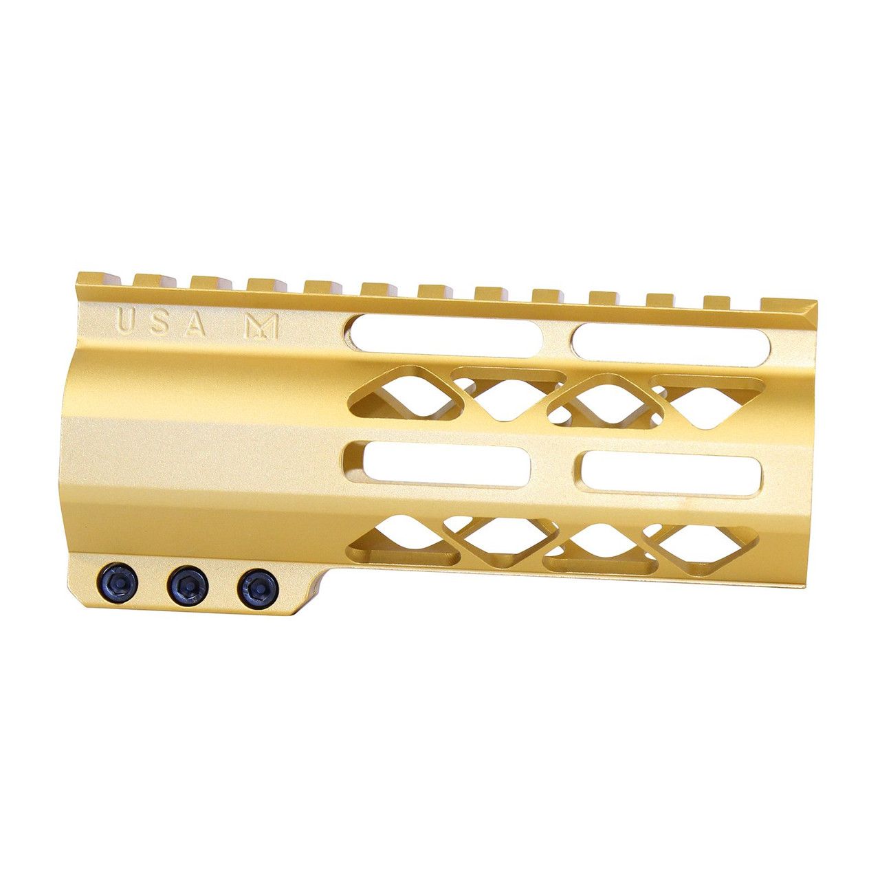 Guntec USA GT-5ALC-GOLD 5" AIR-LOK Series M-LOK Compression Free Floating Handguard With Monolithic Top Rail (Anodized Gold)