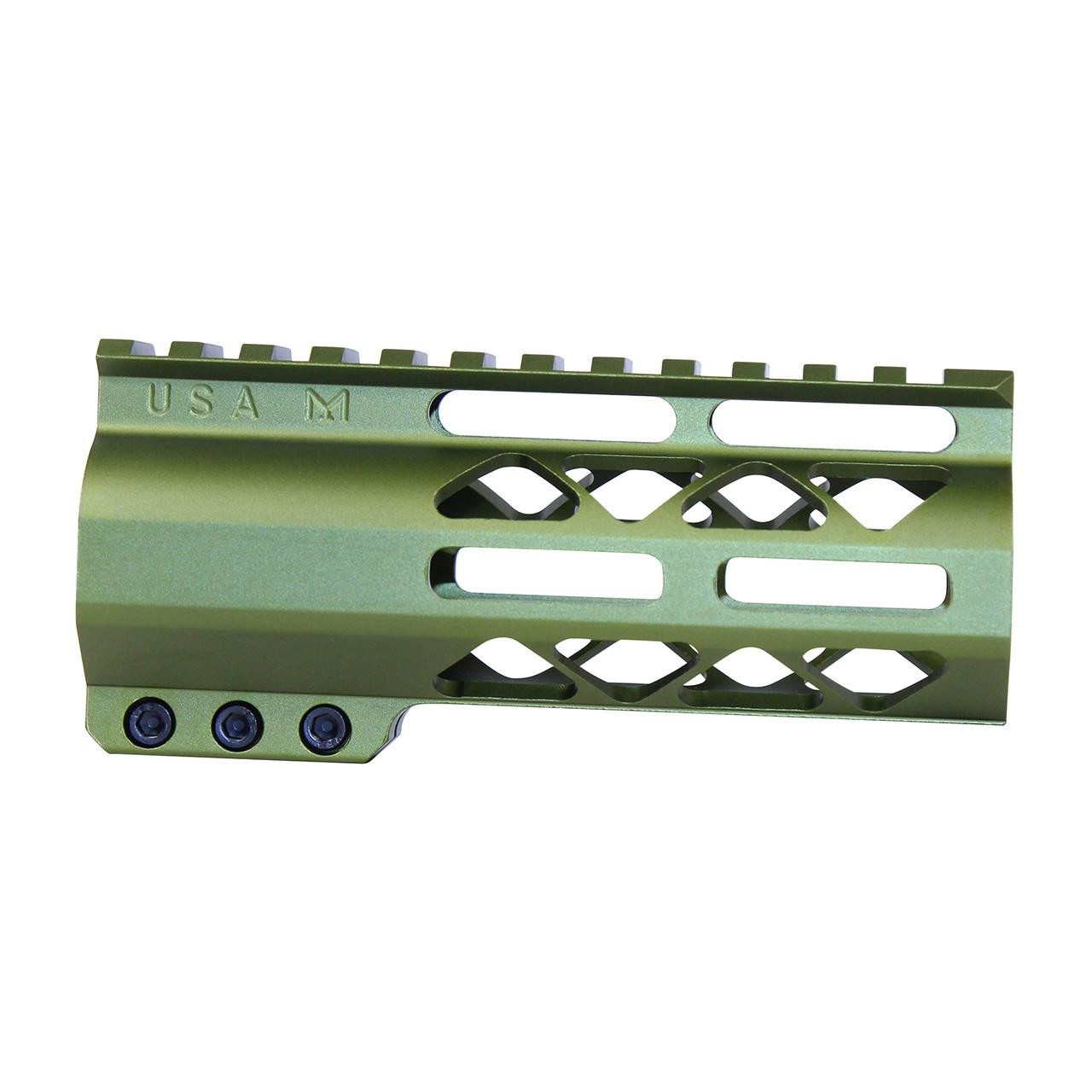  Guntec USA GT-5ALC-GREEN 5" AIR-LOK Series M-LOK Compression Free Floating Handguard With Monolithic Top Rail (Anodized Green) 
