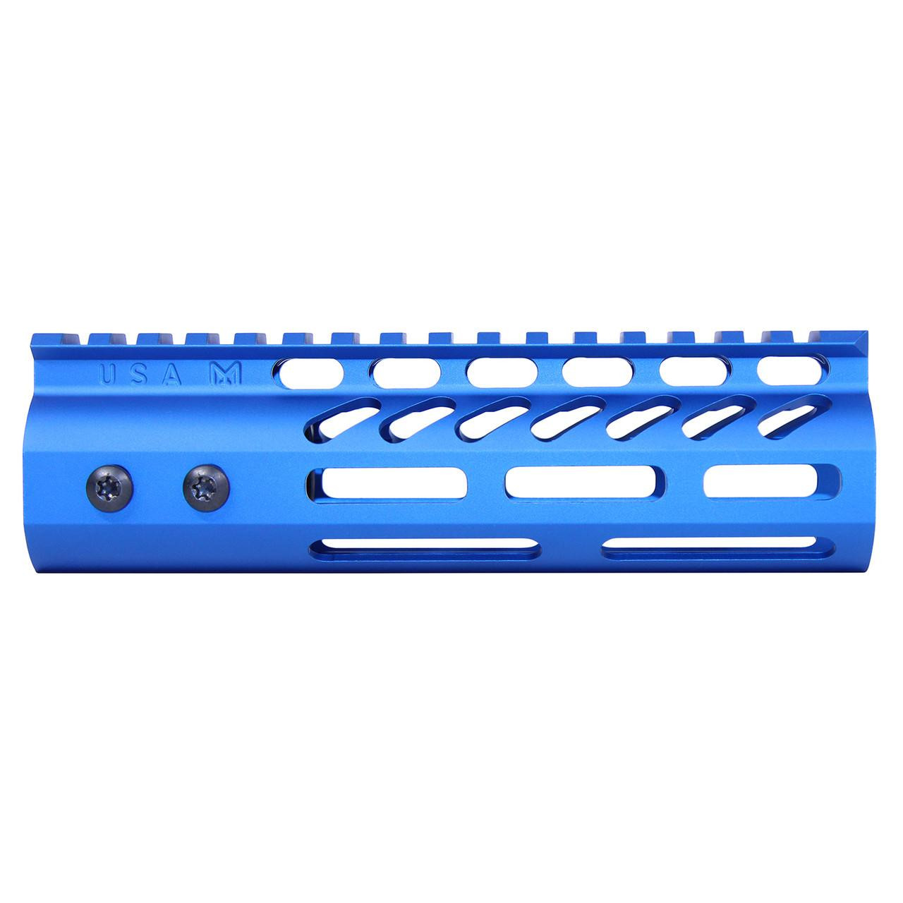  Guntec USA GT-675MLK-BLUE 6.75" ULtra Lightweight Thin M-LOK Free Floating Handguard With Monolithic Top Rail (Anodized Blue) 