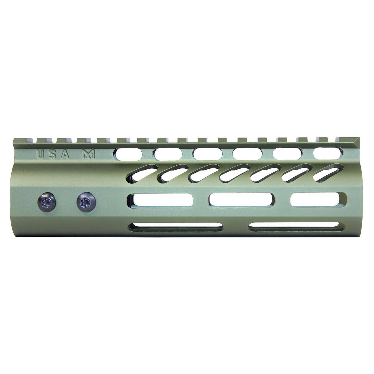  Guntec USA GT-675MLK-GREEN 6.75" ULtra Lightweight Thin M-LOK Free Floating Handguard With Monolithic Top Rail (Anodized Green) 