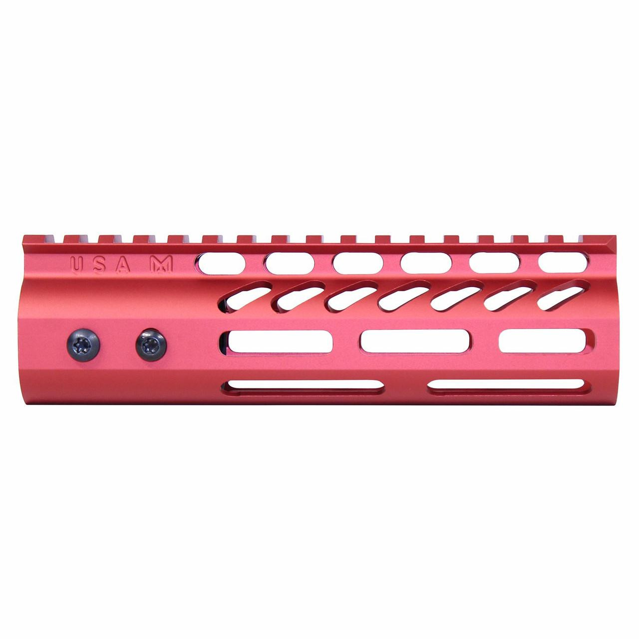 Guntec USA GT-675MLK-RED Guntec USA GT-675MLK-RED 6.75" ULtra Lightweight Thin M-LOK Free Floating Handguard With Monolithic Top Rail (Anodized Red) GT-675MLK-RED