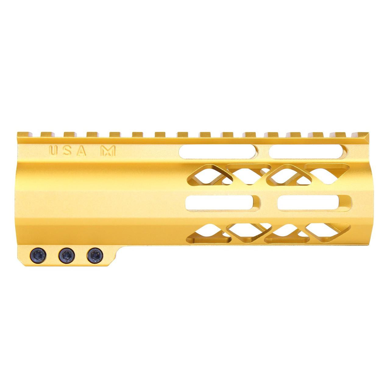 Guntec USA GT-6ALC-GOLD Guntec USA GT-6ALC-GOLD 6" AIR-LOK Series M-LOK Compression Free Floating Handguard With Monolithic Top Rail (Anodized Gold) GT-6ALC-GOLD