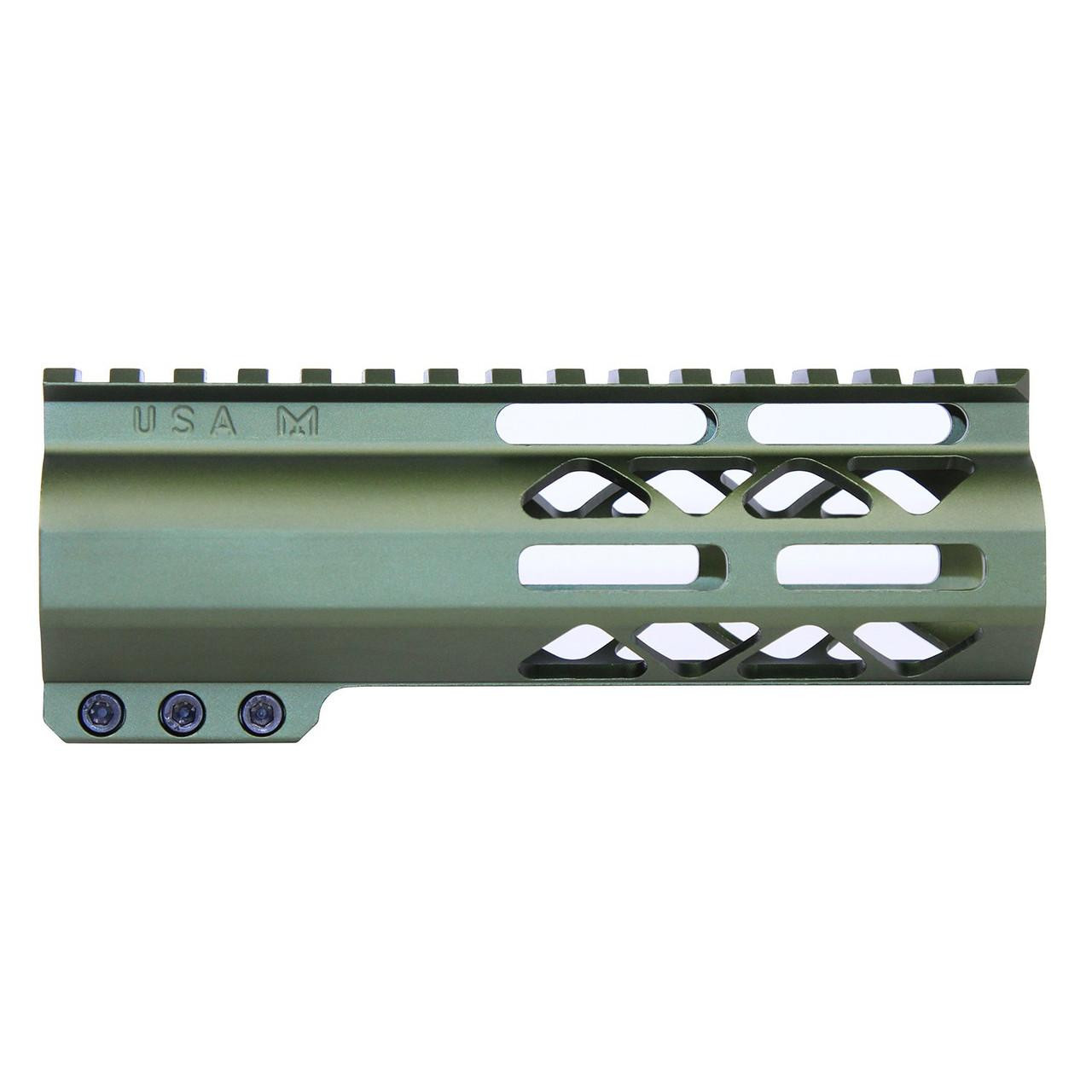 Guntec USA GT-6ALC-GREEN Guntec USA GT-6ALC-GREEN 6" AIR-LOK Series M-LOK Compression Free Floating Handguard With Monolithic Top Rail (Anodized Green) GT-6ALC-GREEN