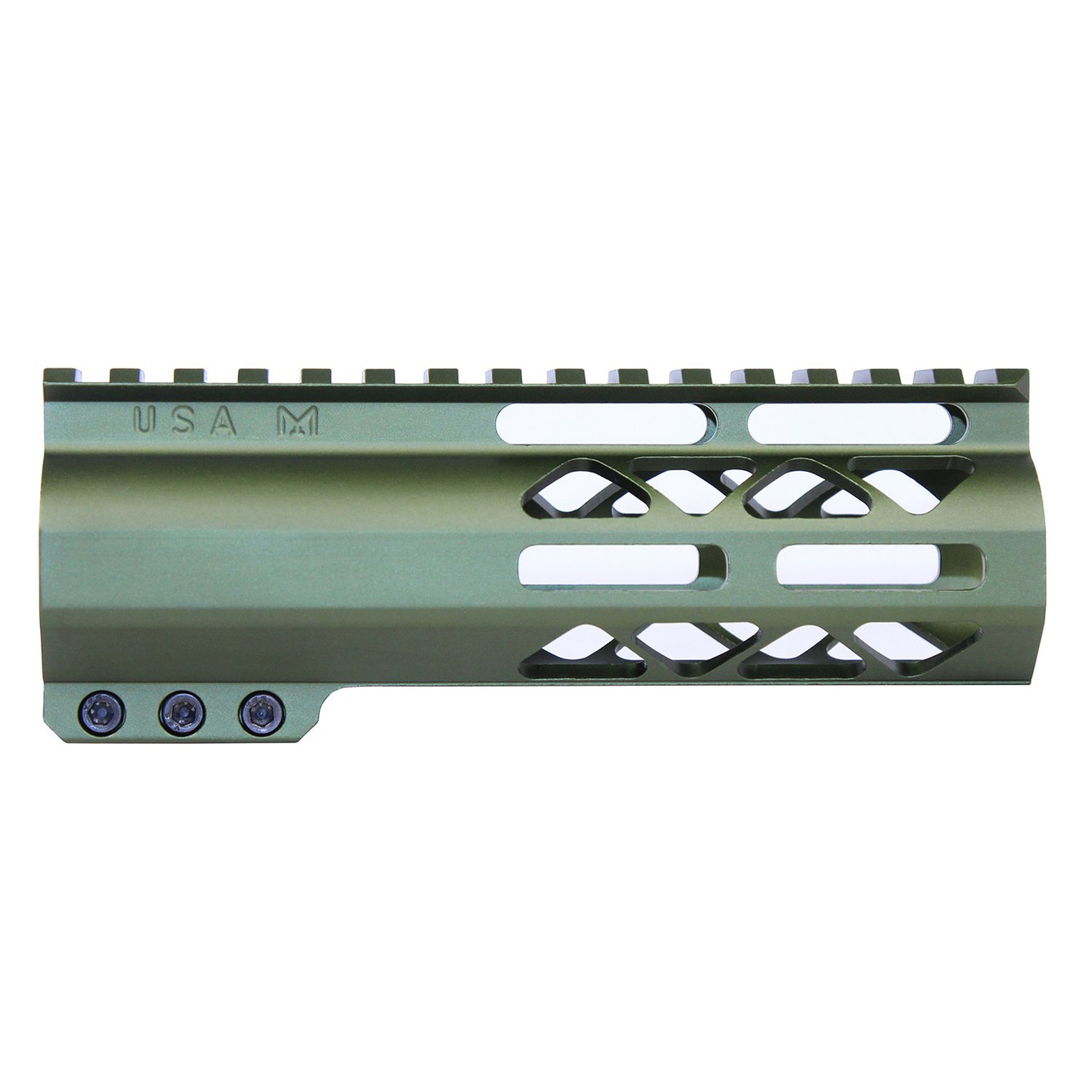 Guntec USA GT-6ALC-GREEN 6" AIR-LOK Series M-LOK Compression Free Floating Handguard With Monolithic Top Rail (Anodized Green)