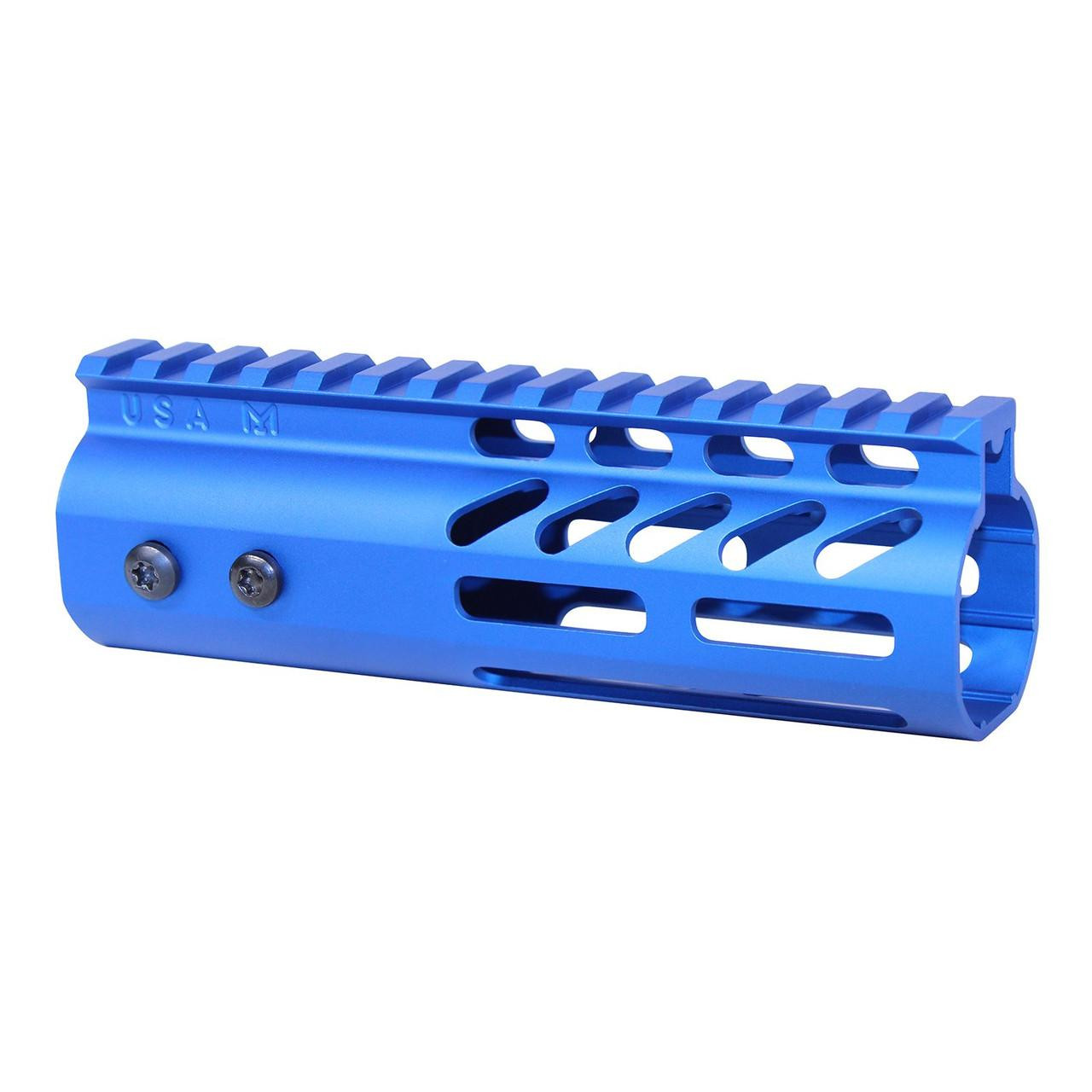  Guntec USA GT-6MLK-BLUE 6" Ultra Lightweight Thin M-LOK Free Floating Handguard With Monolithic Top Rail (Anodized Blue) 