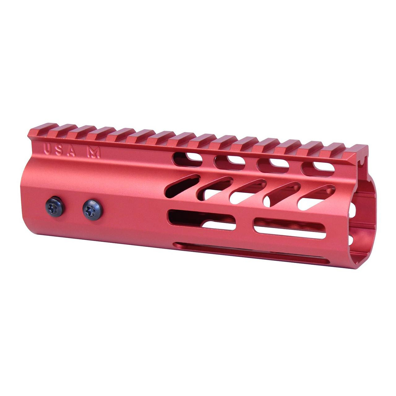 Guntec USA GT-6MLK-RED Guntec USA GT-6MLK-RED 6" Ultra Lightweight Thin M-LOK Free Floating Handguard With Monolithic Top Rail (Anodized Red) GT-6MLK-RED