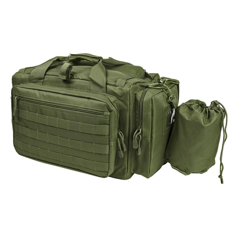 NcStar NcSTAR CVCRB2950G Competition Range Bag, olive green gun range bag with multiple compartments and carrying handles.