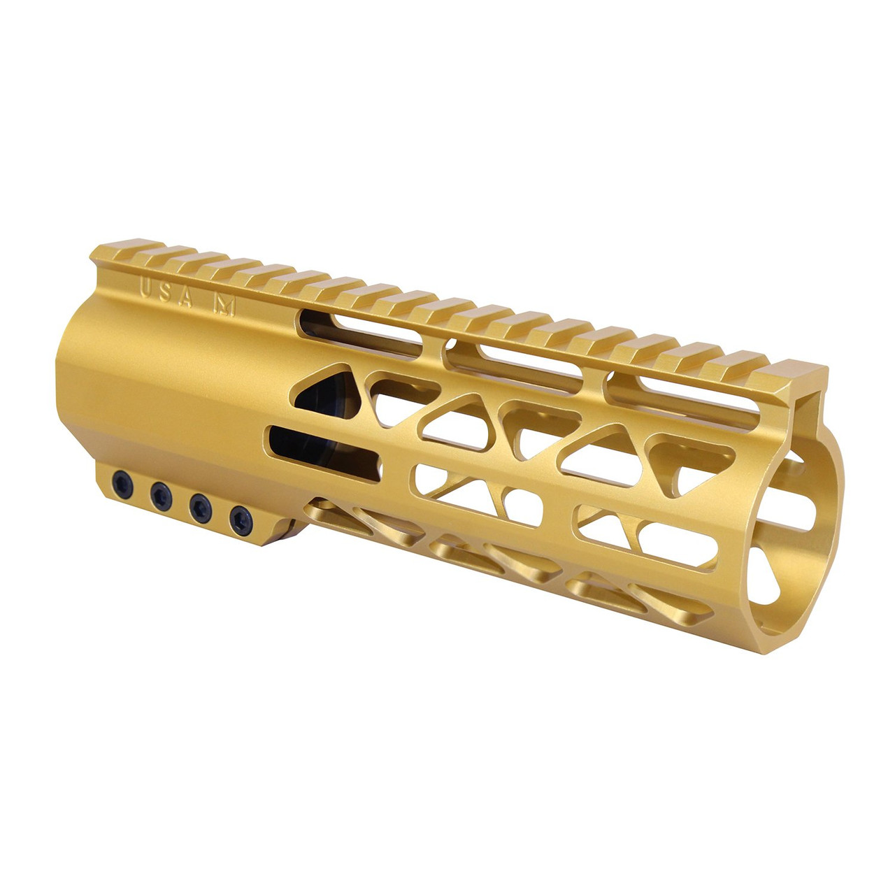 Guntec USA GT-7ALC-308-GOLD 7" AIR-LOK Series M-LOK Compression Free Floating Handguard With Monolithic Top Rail (.308 Cal) (Anodized Gold)