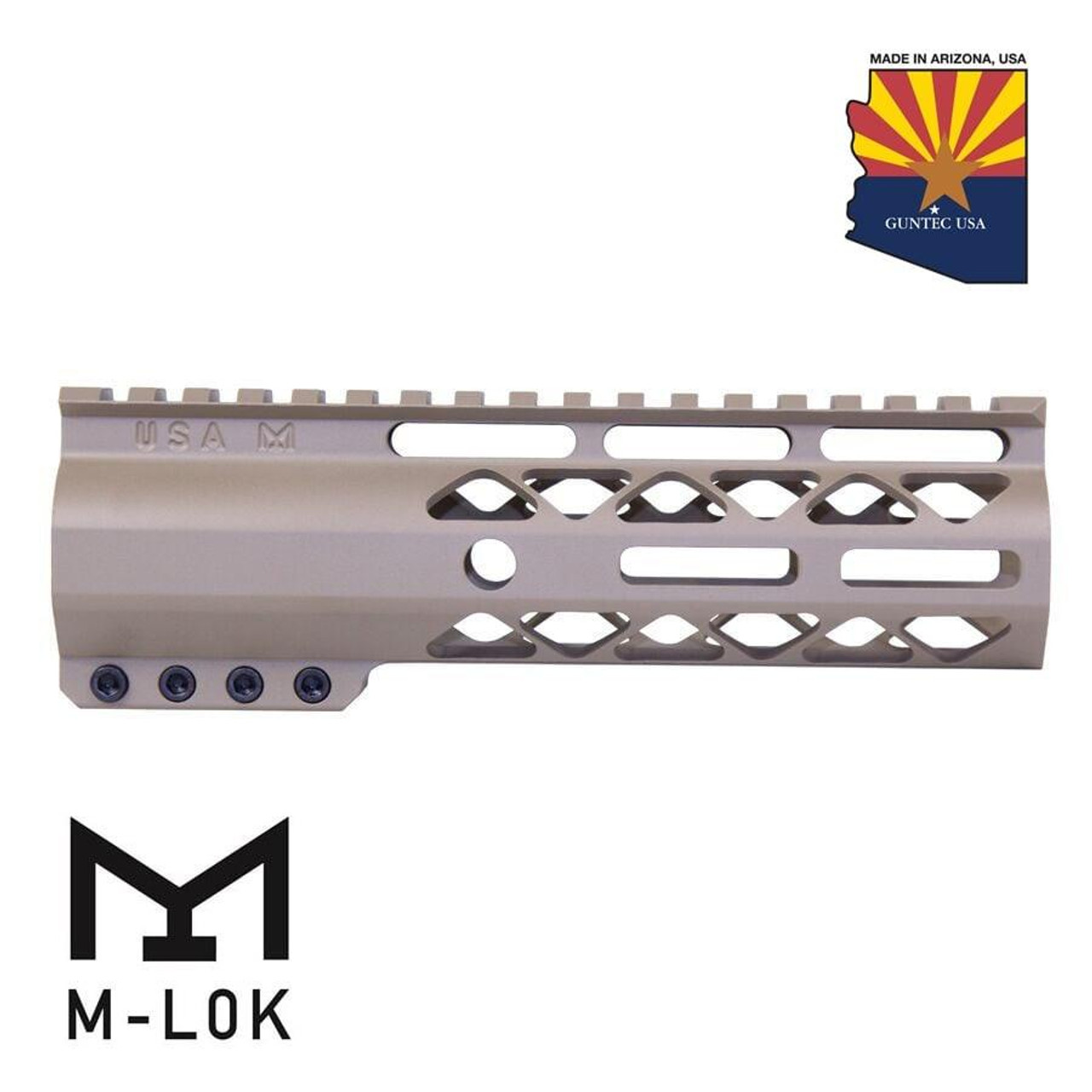  Guntec USA GT-7ALC-FDE 7" AIR-LOK Series M-LOK Compression Free Floating Handguard With Monolithic Top Rail (Flat Dark Earth) 