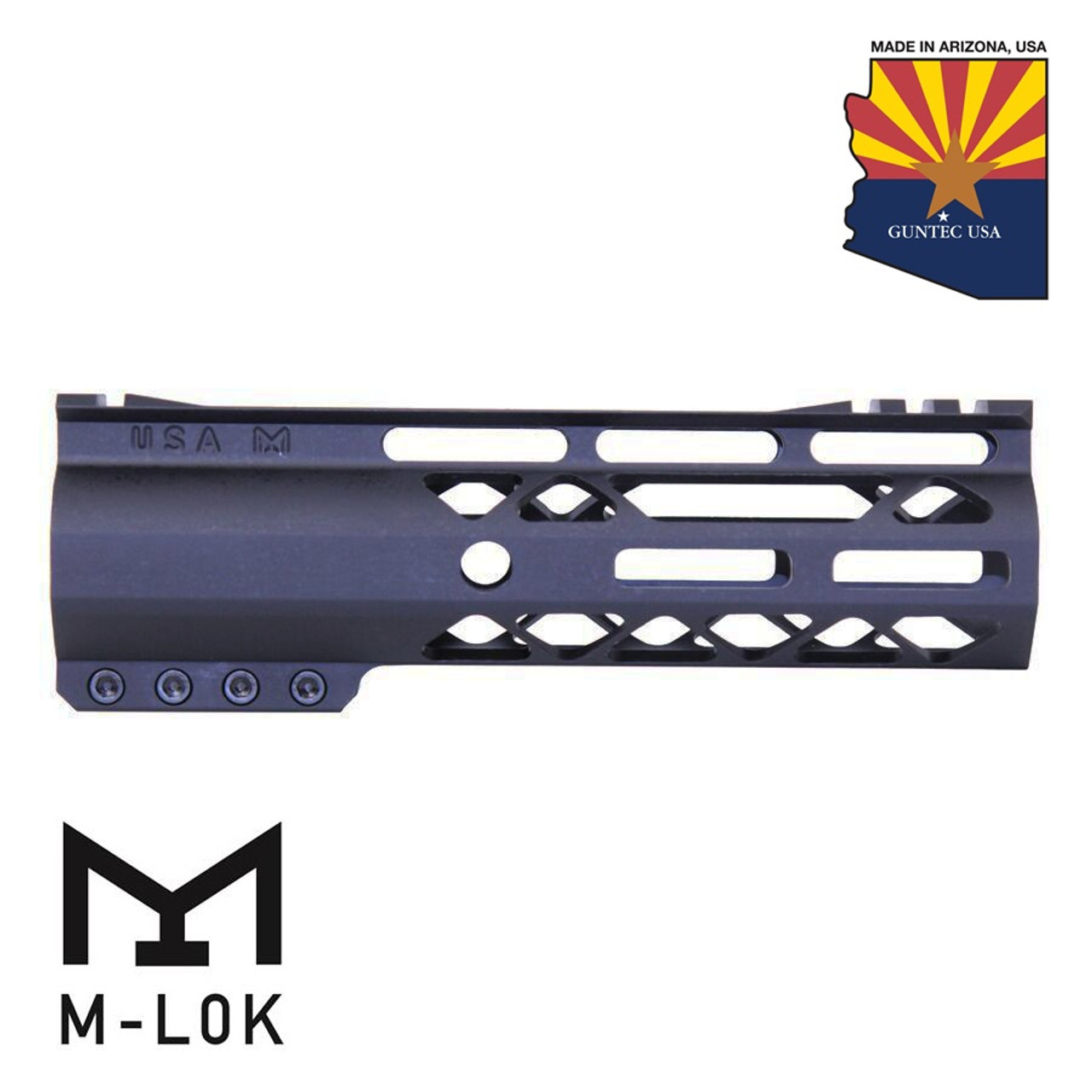 Guntec USA GT-7ALC-G2 7" AIR-LOK Series M-LOK Compression Free Floating Handguard With Monolithic Top Rail (Gen 2) (Anodized Black)