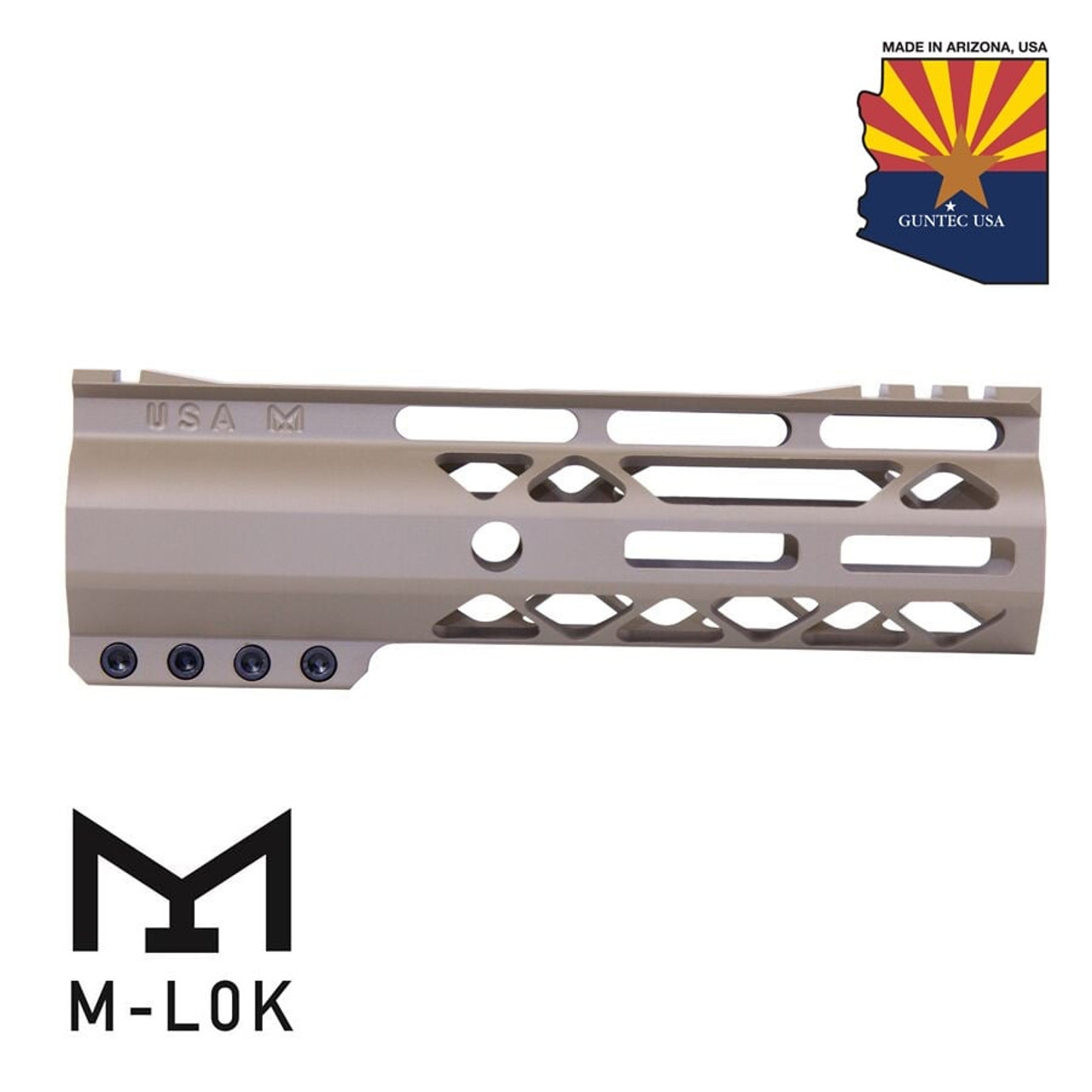 Guntec USA GT-7ALC-G2-FDE 7" AIR-LOK Series M- LOK Compression Free Floating Handguard With Monolithic Top Rail (Gen 2) (Flat Dark Earth)