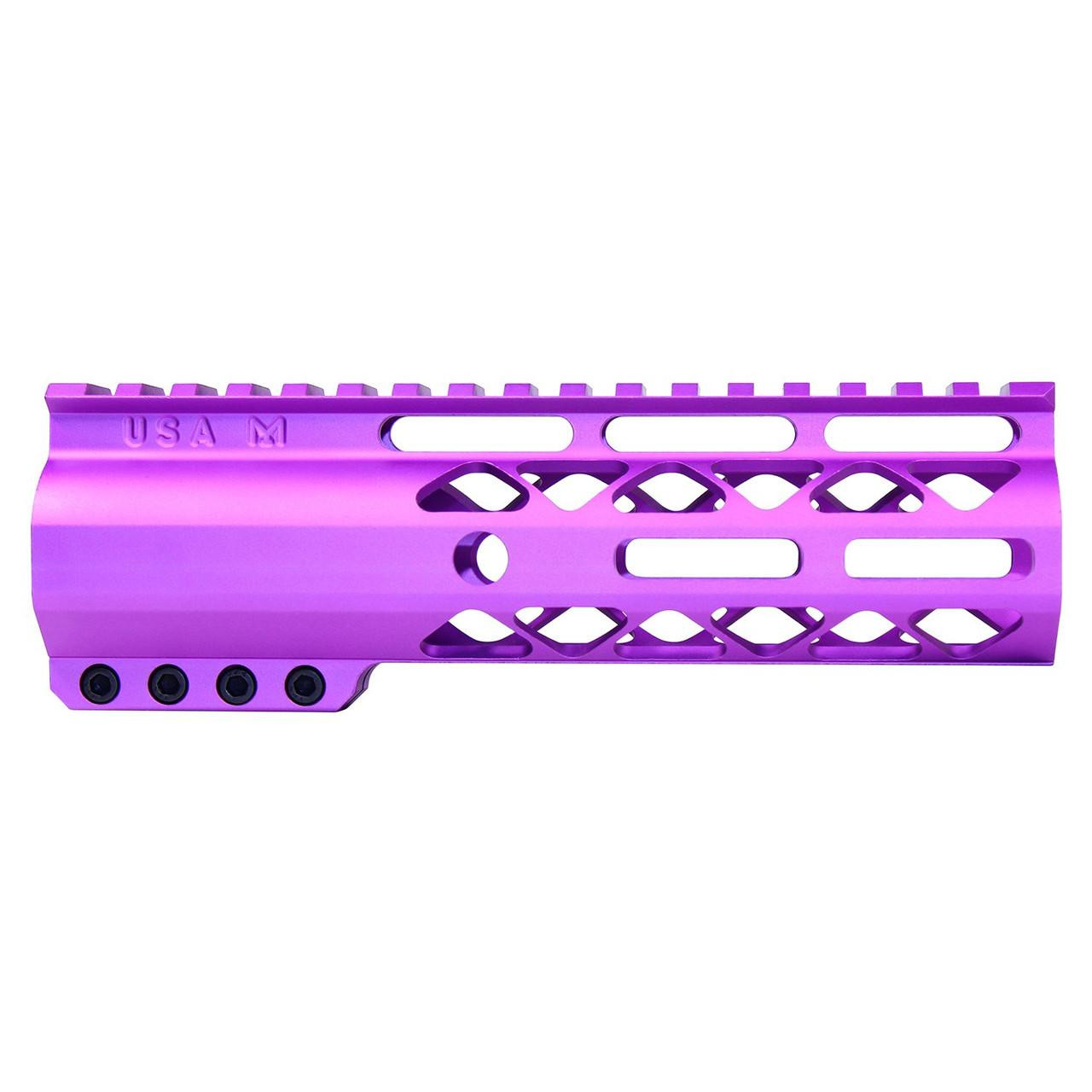 Guntec USA GT-7ALC-PURPLE Guntec USA GT-7ALC-PURPLE 7" AIR-LOK Series M-LOK Compression Free Floating Handguard With Monolithic Top Rail (Anodized Purple) GT-7ALC-PURPLE