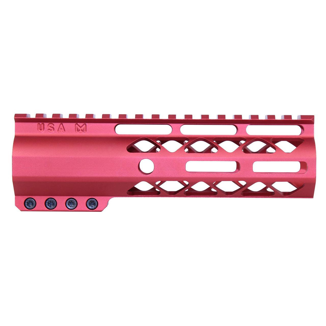 Guntec USA GT-7ALC-RED 7" AIR-LOK Series M-LOK Compression Free Floating Handguard With Monolithic Top Rail (Anodized Red) 