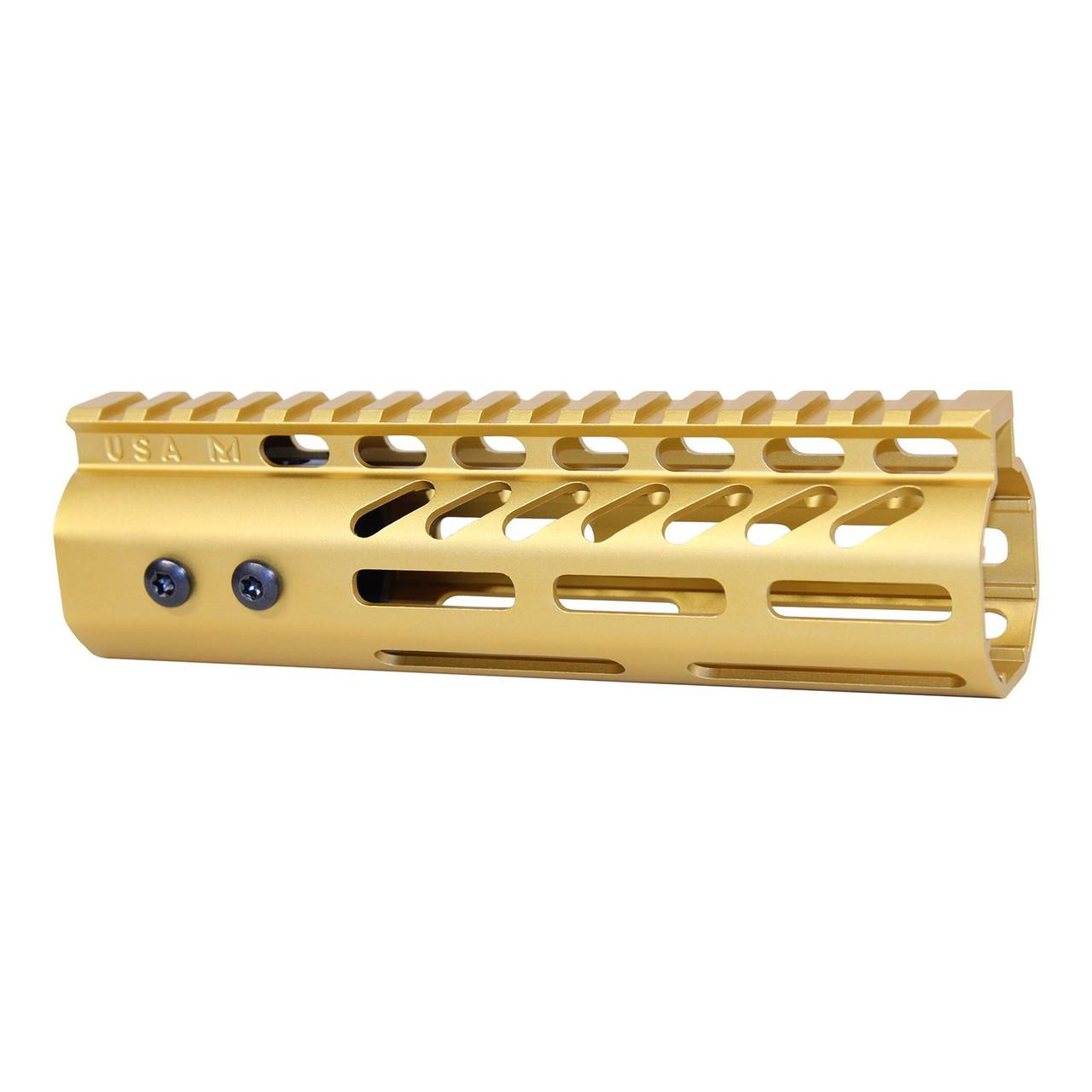 Guntec USA GT-7MLK-308-GOLD Guntec USA GT-7MLK-308-GOLD 7" Ultra Lightweight Thin M-LOK System Free Floating Handguard With Monolithic Top Rail (.308 Cal) (Anodized Gold) GT-7MLK-308-GOLD