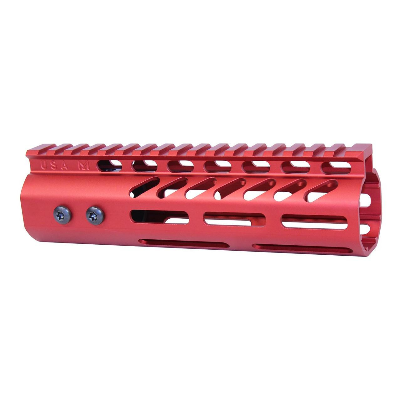  Guntec USA GT-7MLK-308-RED 7" Ultra Lightweight Thin M-LOK System Free Floating Handguard With Monolithic Top Rail (.308 Cal) (Anodized Red) 
