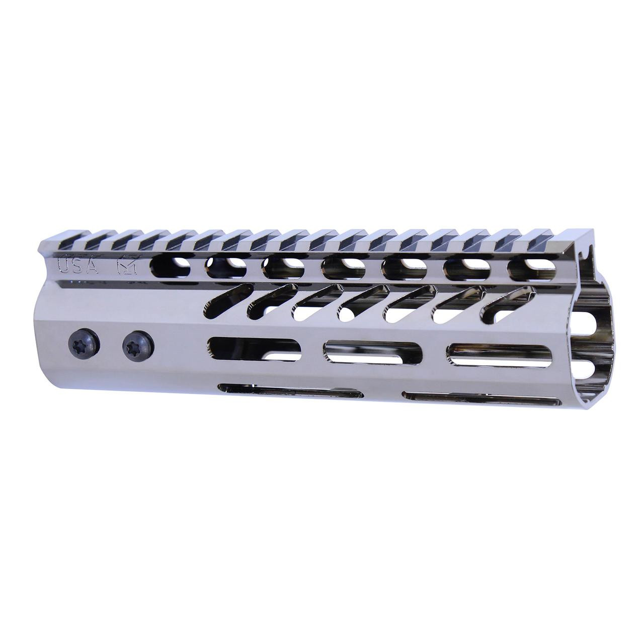  Guntec USA GT-7MLK-BC 7" Ultra Lightweight Thin M-LOK Free Floating Handguard With Monolithic Top Rail (Black Chrome) 