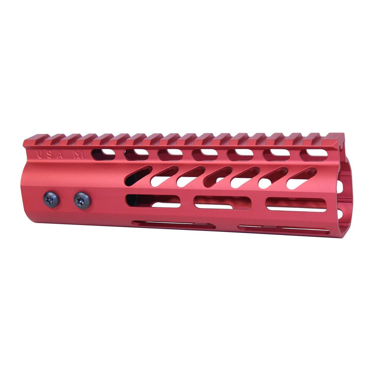 Guntec USA GT-7MLK-RED Guntec USA GT-7MLK-RED 7" Ultra Lightweight Thin M-LOK Free Floating Handguard With Monolithic Top Rail (Anodized Red) GT-7MLK-RED