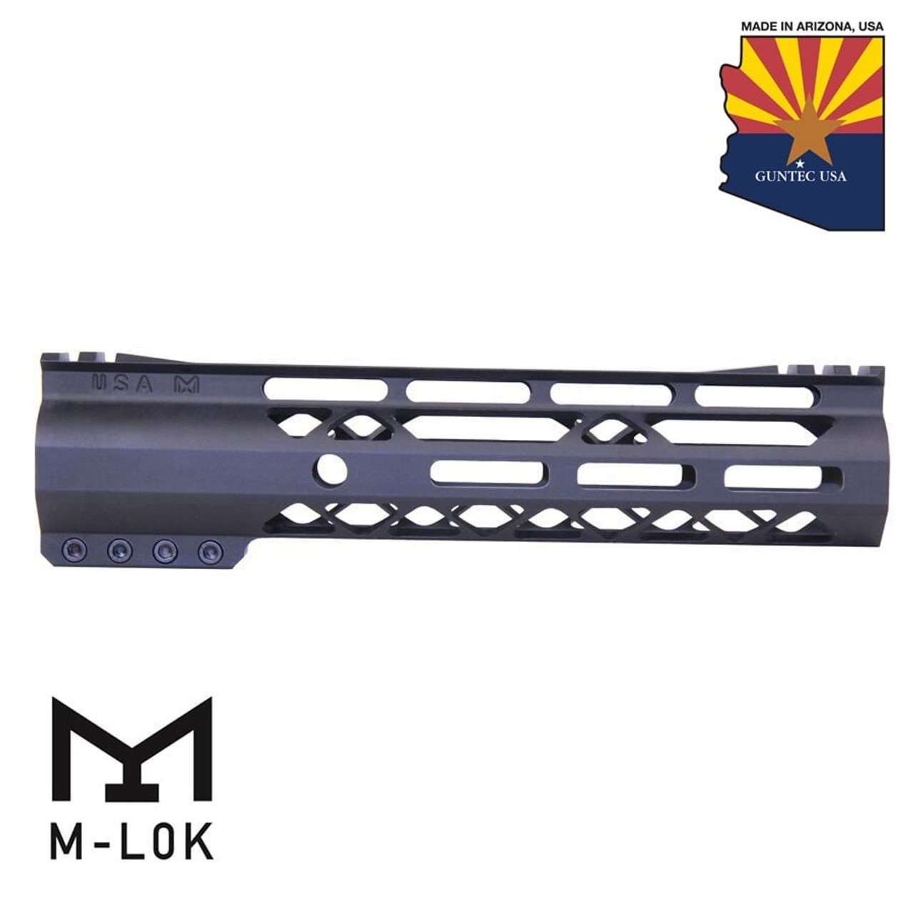 Guntec USA GT-9ALC-G2 9" AIR-LOK Series M-LOK Compression Free Floating Handguard With Monolithic Top Rail (Gen 2) (Anodized Black)