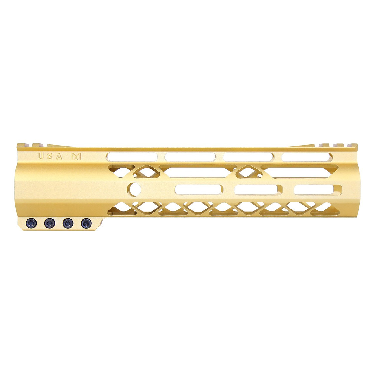 Guntec USA GT-9ALC-G2-GOLD 9" AIR-LOK Series M-LOK Compression Free Floating Handguard With Monolithic Top Rail (Gen 2) (Anodized Gold)