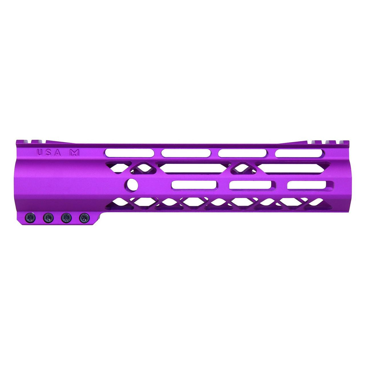 Guntec USA GT-9ALC-G2-PURPLE Guntec USA GT-9ALC-G2-PURPLE 9" AIR-LOK Series M-LOK Compression Free Floating Handguard With Monolithic Top Rail (Gen 2) (Anodized Purple) GT-9ALC-G2-PURPLE