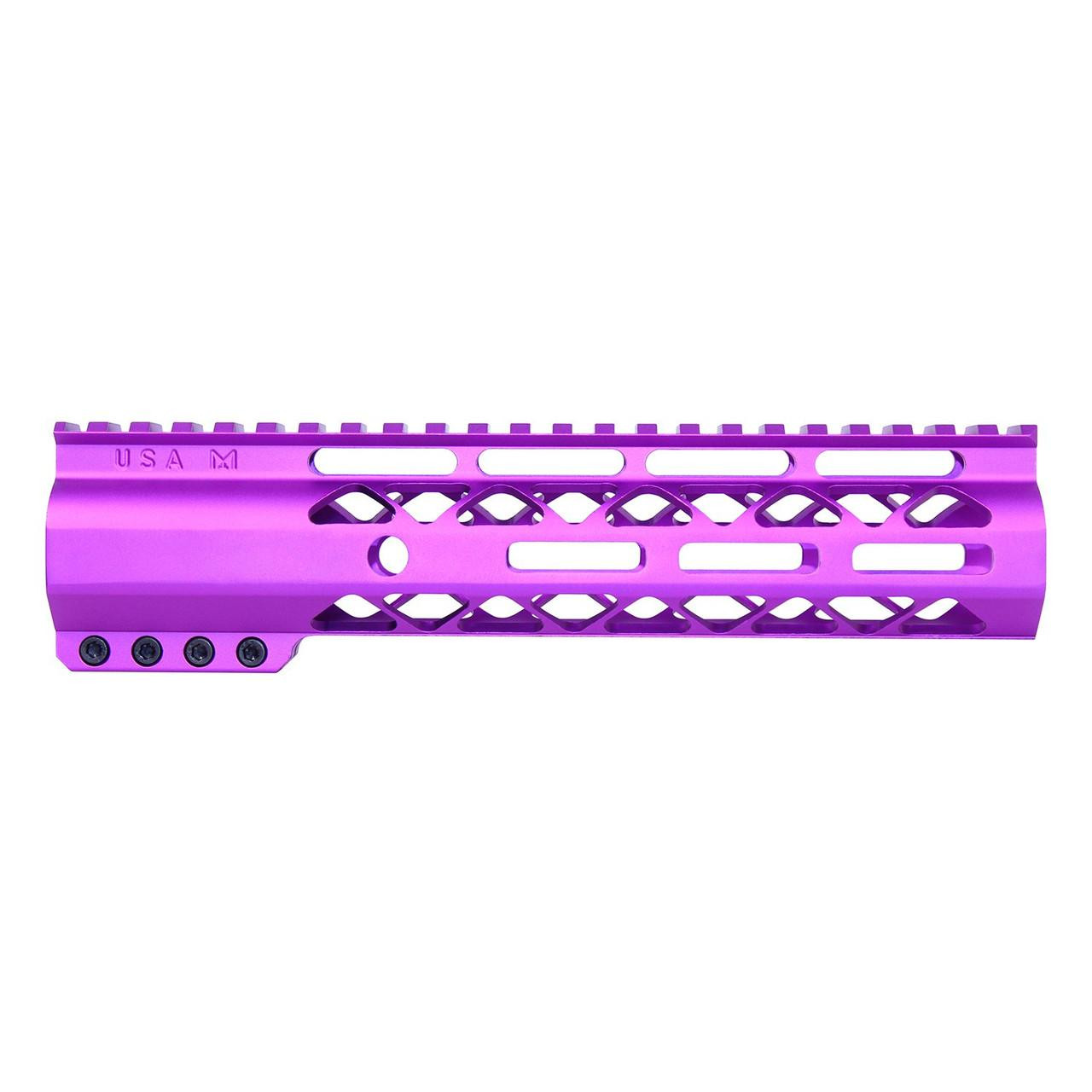 Guntec USA GT-9ALC-PURPLE Guntec USA GT-9ALC-PURPLE 9" AIR-LOK Series M-LOK Compression Free Floating Handguard With Monolithic Top Rail (Anodized Purple) GT-9ALC-PURPLE