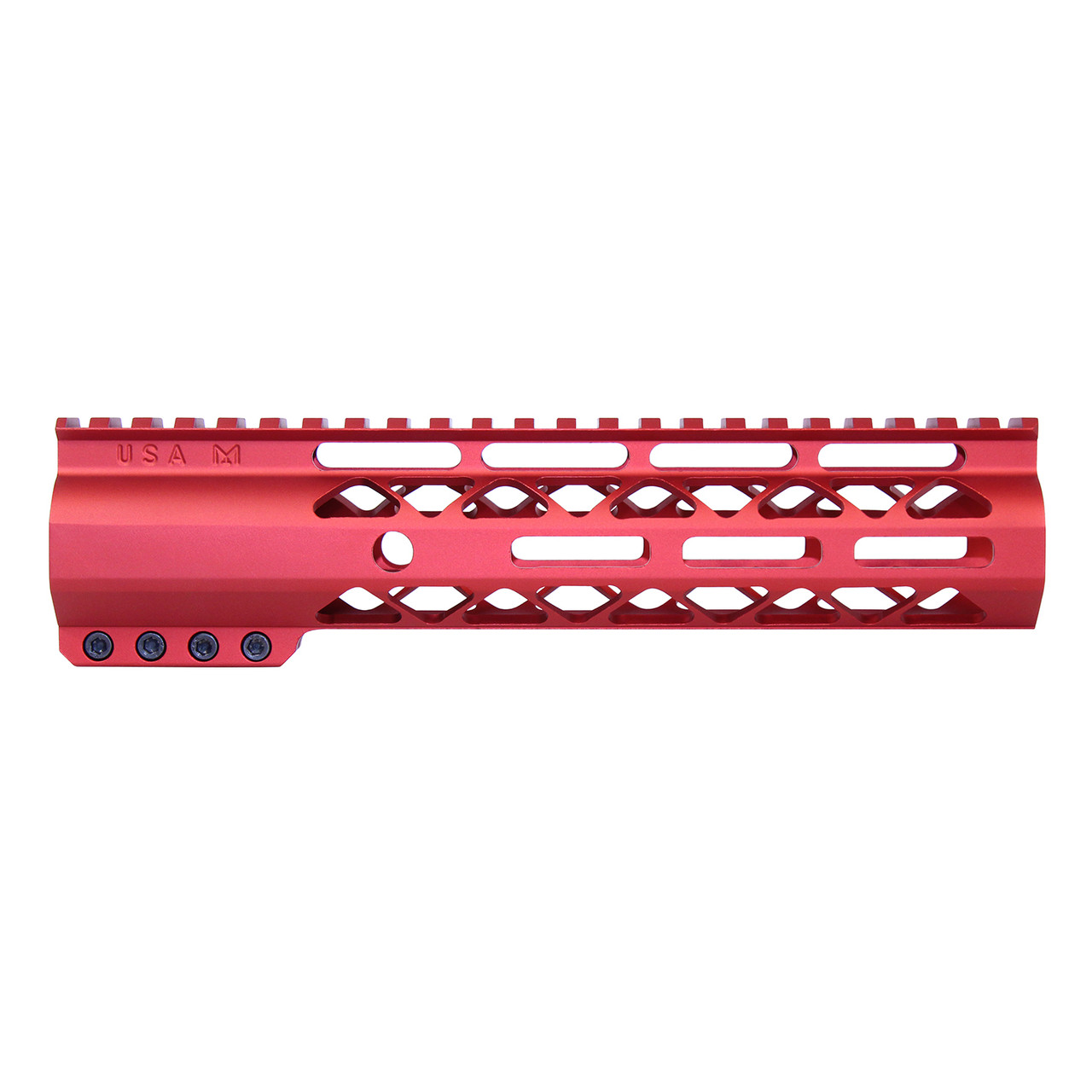 Guntec USA GT-9ALC-RED 9" AIR-LOK Series M-LOK Compression Free Floating Handguard With Monolithic Top Rail (Anodized Red)