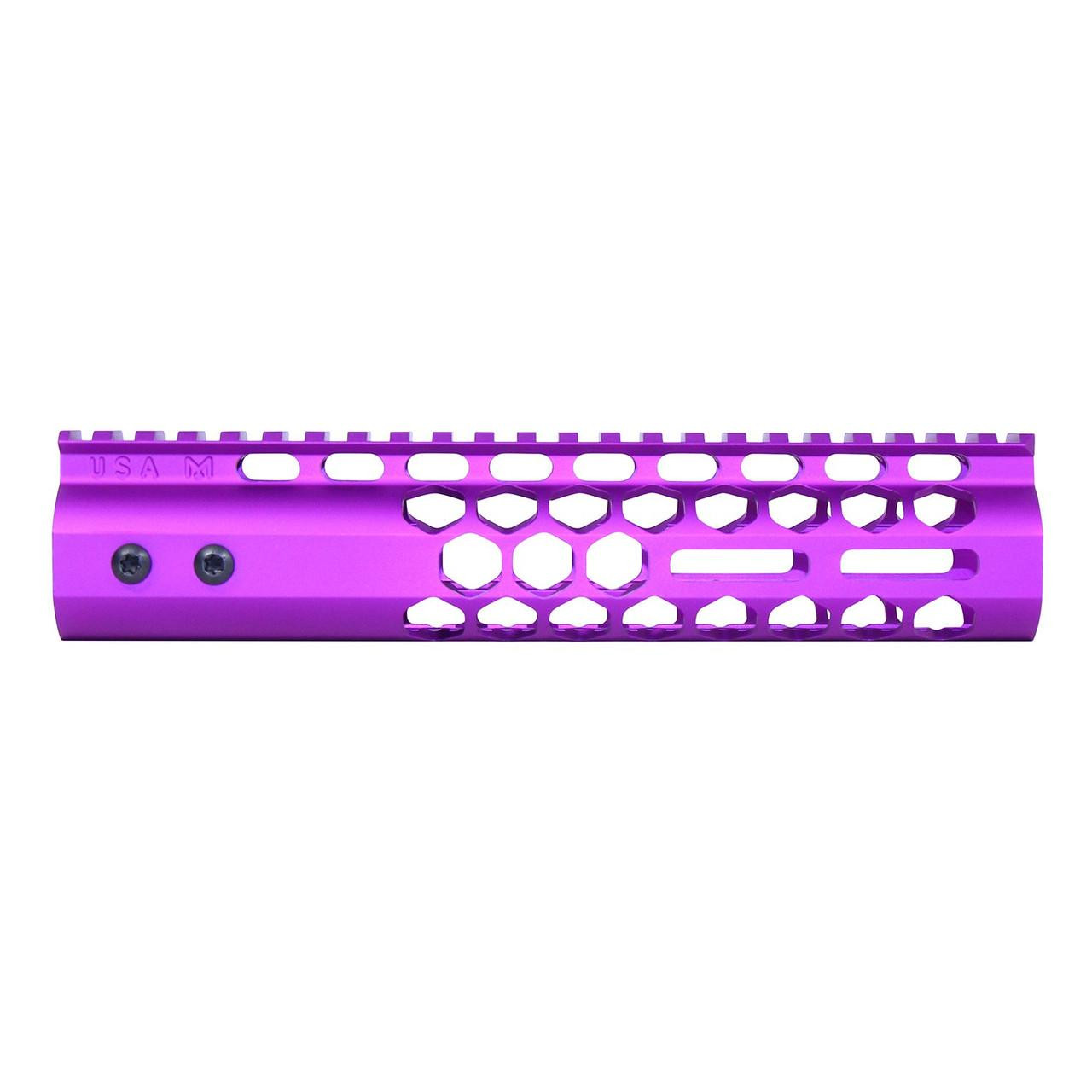  Guntec USA GT-9HC-AL-MLK-PURPLE 9" Air Lite Series 'Honeycomb' M-LOK Free Floating Handguard With Monolithic Top Rail (Anodized Purple) 