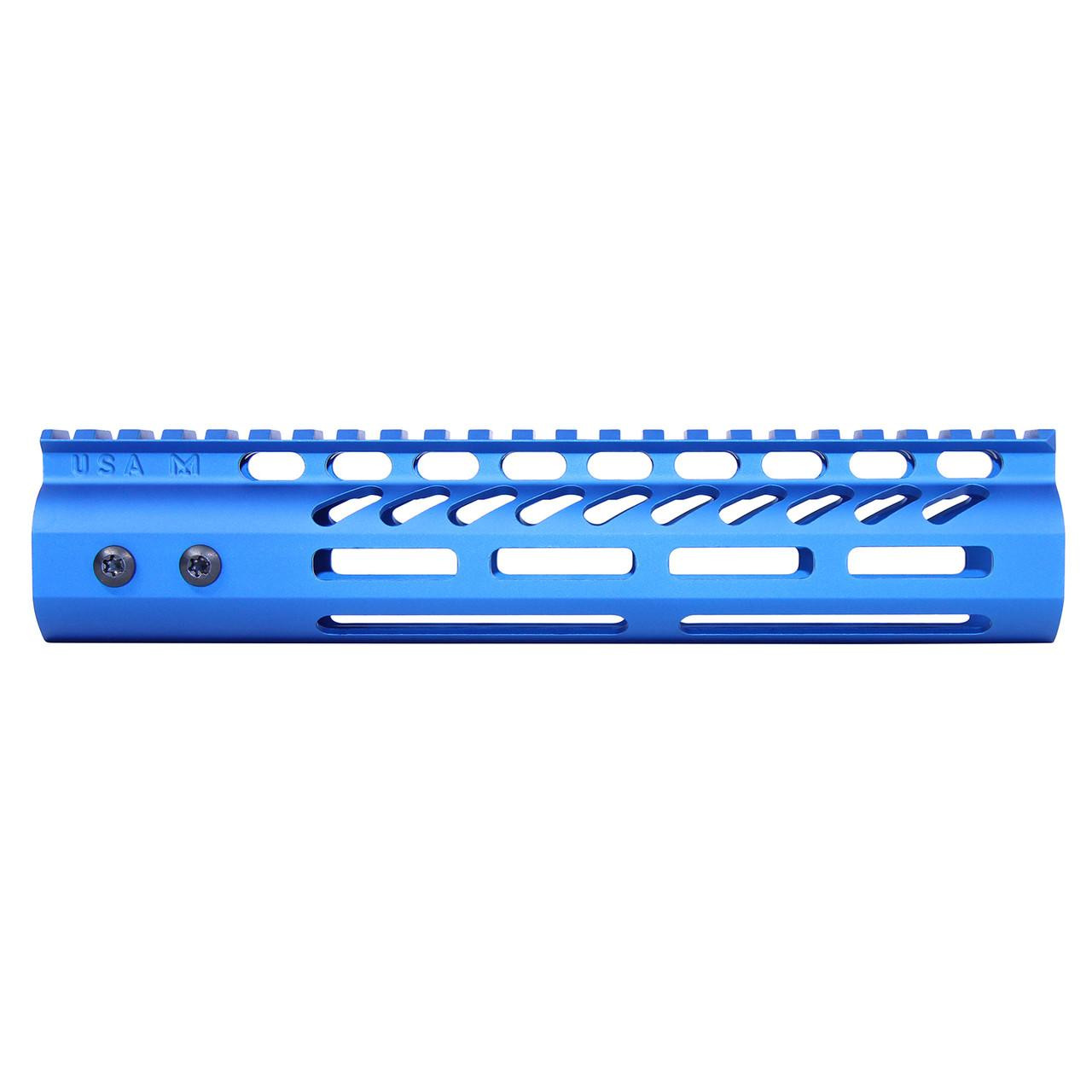 Guntec USA GT-9MLK-BLUE Guntec USA GT-9MLK-BLUE 9" Ultra Lightweight Thin M-LOK System Free Floating Handguard With Monolithic Top Rail (Anodized Blue) GT-9MLK-BLUE