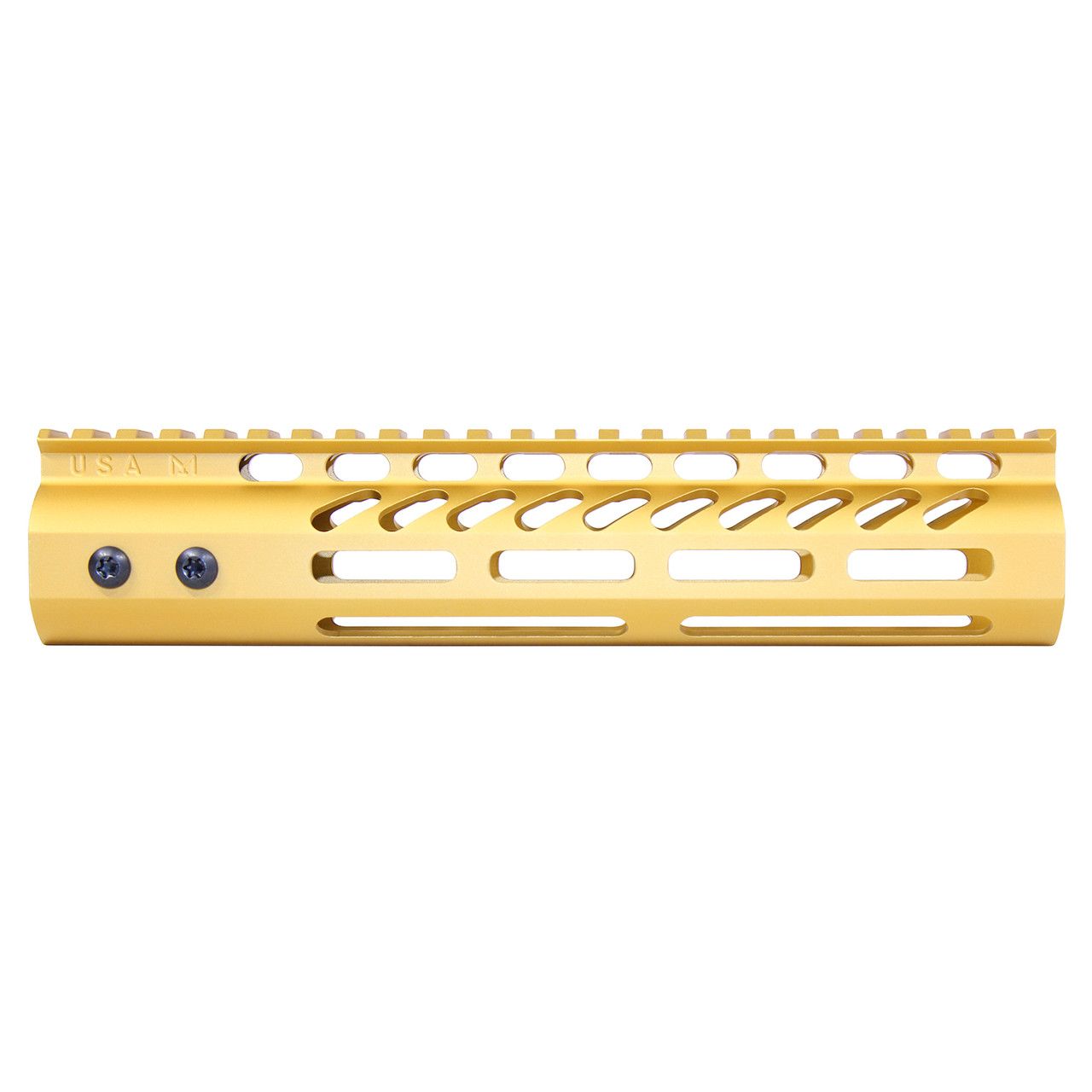 Guntec USA GT-9MLK-GOLD 9" Ultra Lightweight Thin M-LOK System Free Floating Handguard With Monolithic Top Rail (Anodized Gold)