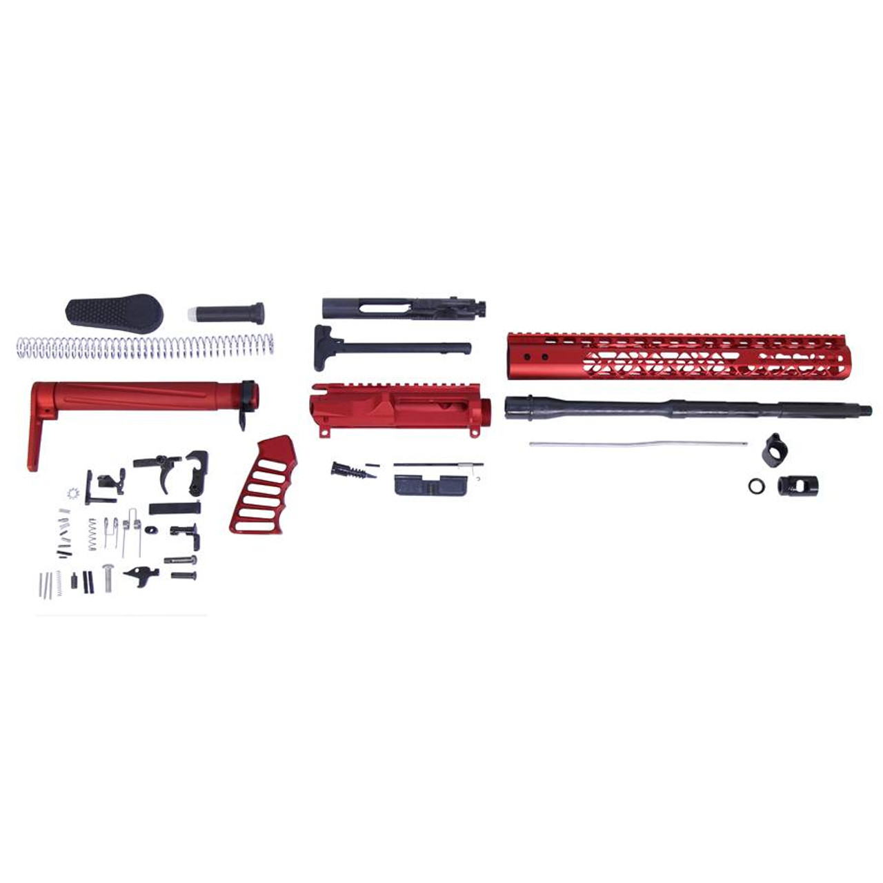 Guntec USA GT-AR-KIT-RED AR-15 5.56 Cal Complete Airlite Series Rifle Kit (No Lower) (Anodized Red)