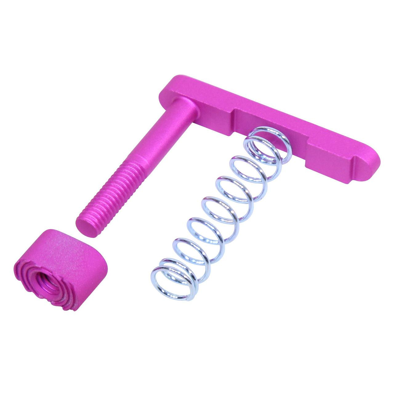  Guntec USA GT-MC-ASSEMBLY-PINK 223/5.56 Rifle Mag Catch Assembly With Extended Mag Button (Anodized Pink) 