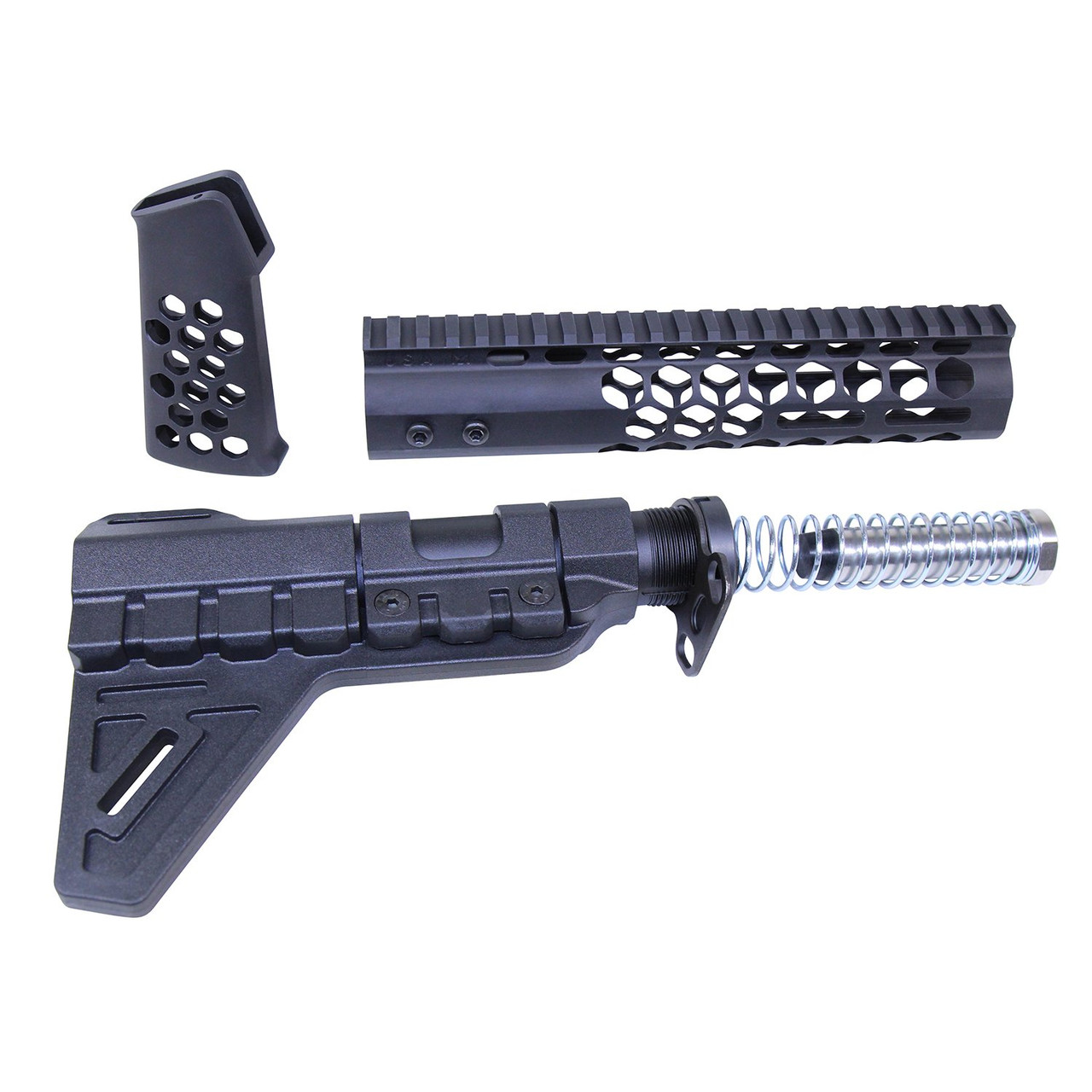 Guntec USA HCP AR-15 Honeycomb Pistol Furniture Set (Anodized Black)