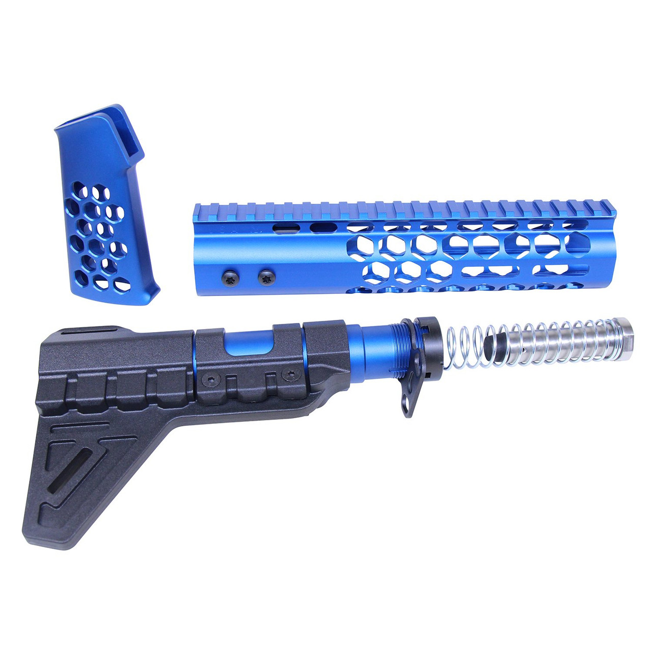 Guntec USA HCP-BLUE AR-15 Honeycomb Pistol Furniture Set (Anodized Blue)