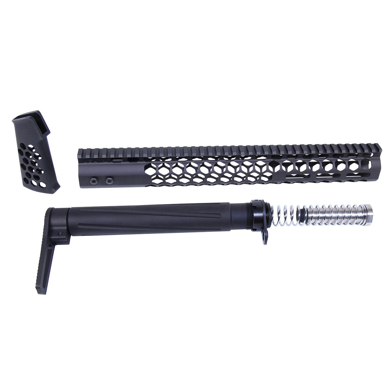 Guntec USA HC-SET-ASTK AR-15 "Honeycomb Series" Complete Furniture Set (Anodized Black)